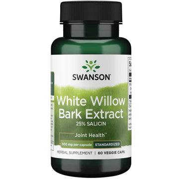 Swanson Maximum Strength White Willow Bark Extract-Promotes Joint Support & Muscle Relief-Standardized to 25% Salicin-Natural Supplement with No Stomach Irritation (60 Veggie Caps, 500mg Each) Swanson uk supplements