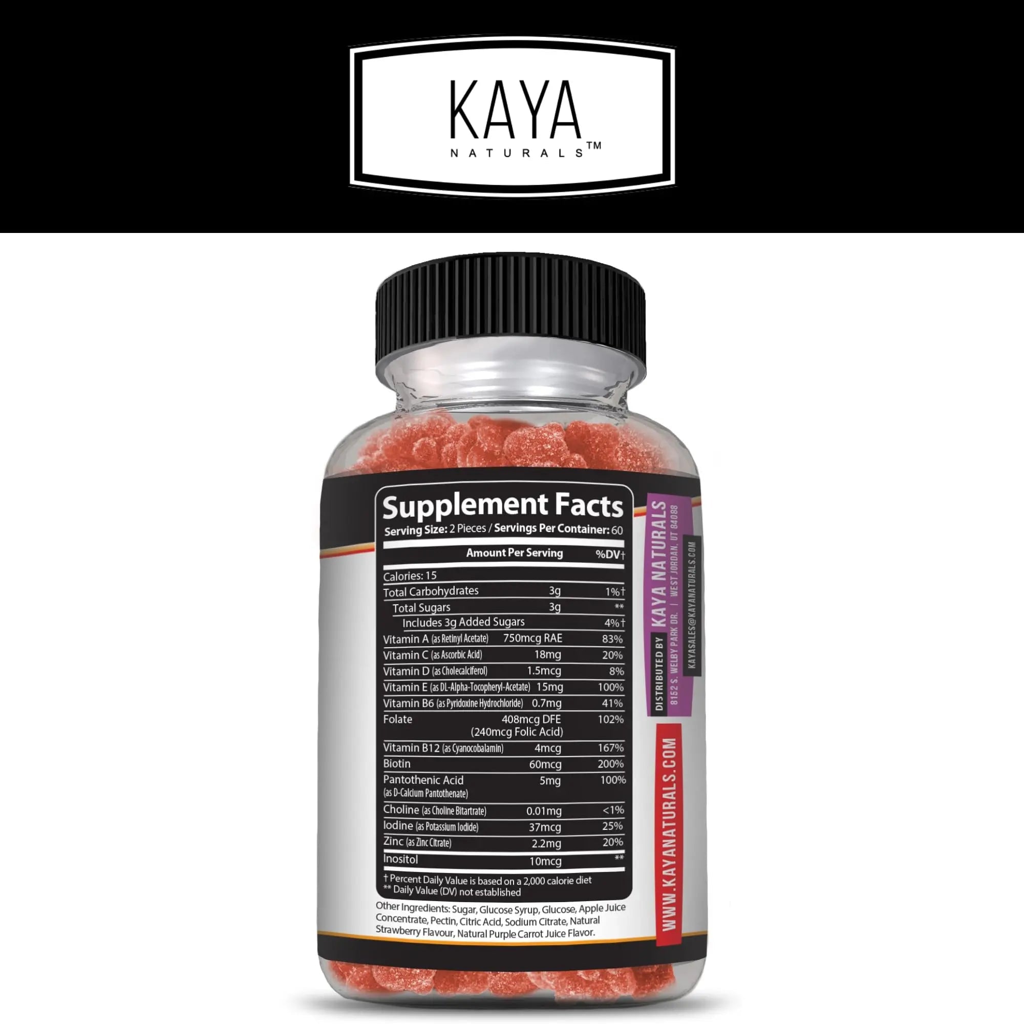 Kaya Naturals Adult Multi Vitamin Gummy, 120 Count, Biotin, Vitamin A, B-12, C & E, Including Zinc, Folic Acid, Strawberry Flavor (120 Gummies) Kaya Naturals uk supplements