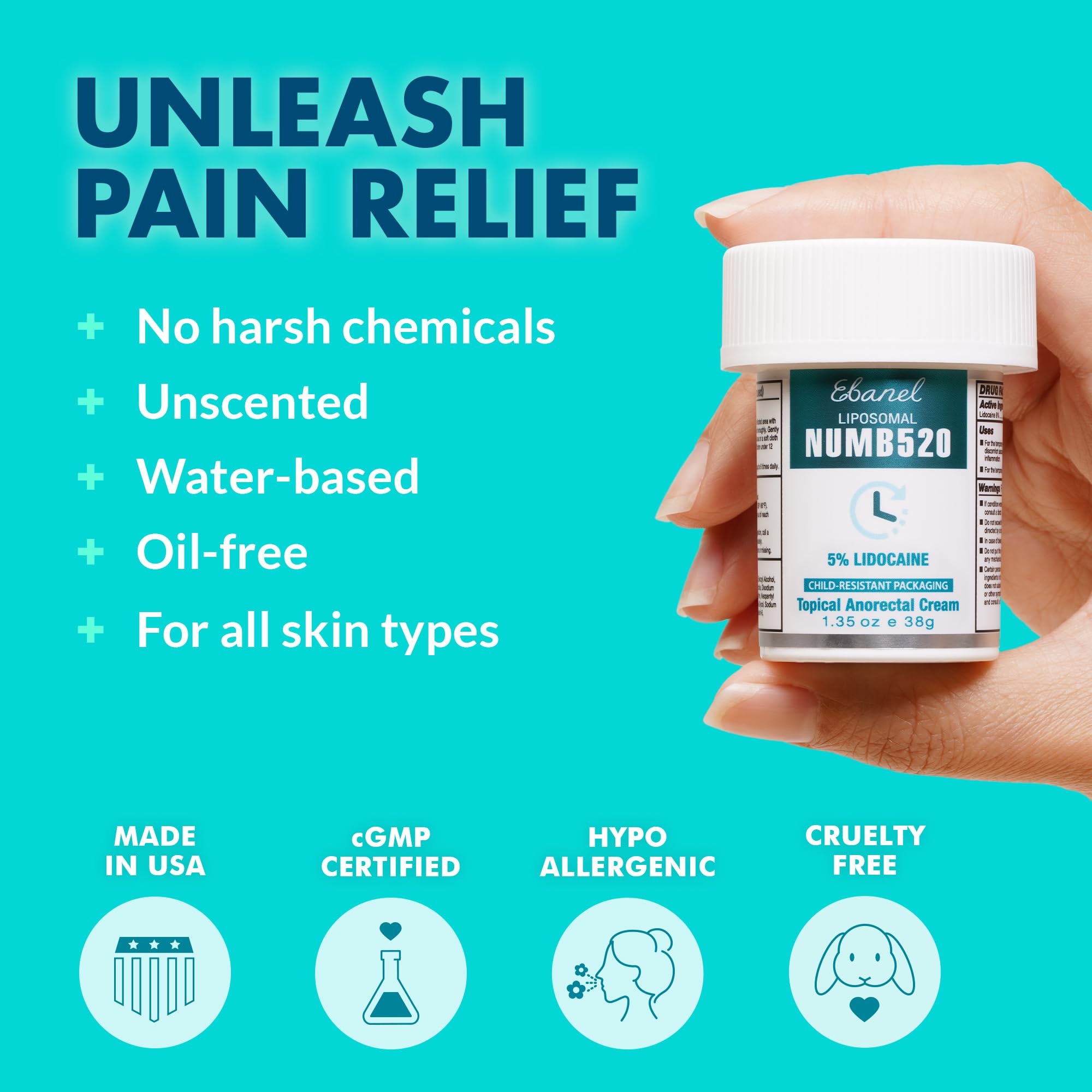 Ebanel 5% Lidocaine Numbing Cream, 2-Pack Pain Relief Burn Itch Numb Cream, Maximum Strength Topical Anesthetic with Allantoin, Vitamin E for Local and Anorectal Uses, Hemorrhoid Treatment Ebanel uk supplements