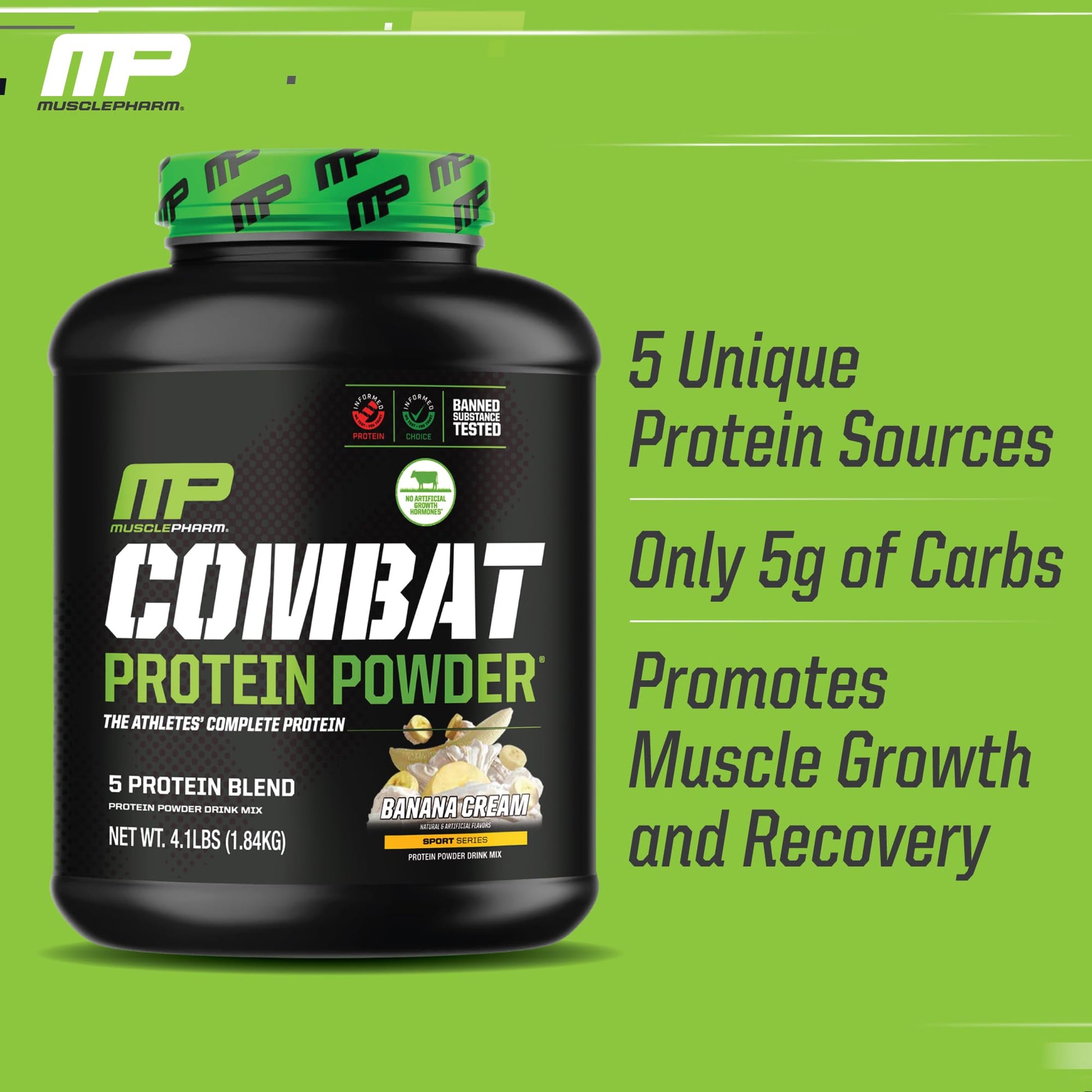 MusclePharm Combat Protein Powder, Banana Cream - 4 lb - Gluten Free - 52 Servings Muscle Pharm uk supplements