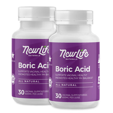 NewLife Naturals Boric Acid Suppositories for Women - 600mg | pH Balance Pills | Feminine Care | 2 Pack (60 Capsules) | Made in USA NewLife Naturals uk supplements