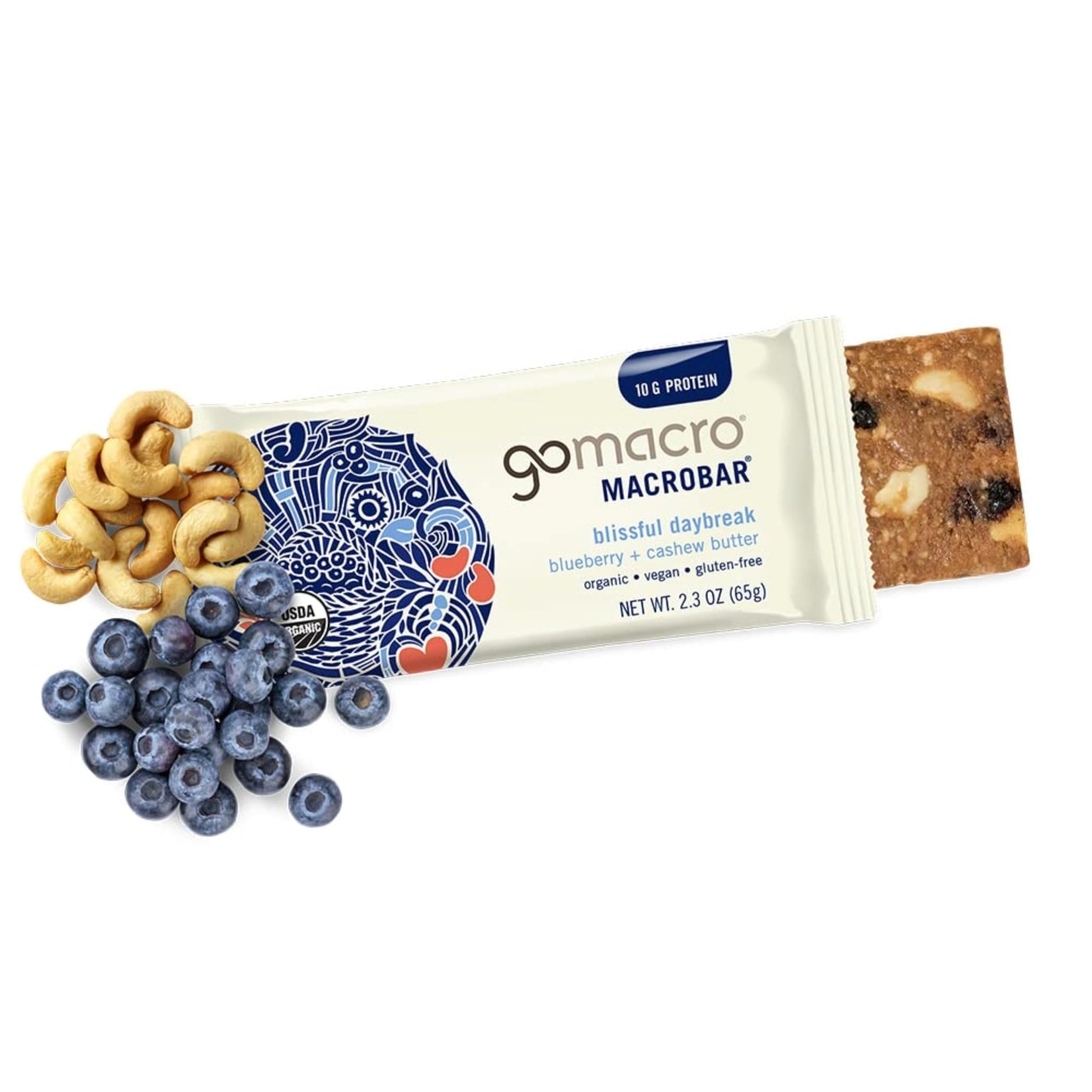 GoMacro Macrobar Organic Vegan Protein Bars - Blueberry + Cashew Butter , 2.3 Ounce GoMacro uk supplements