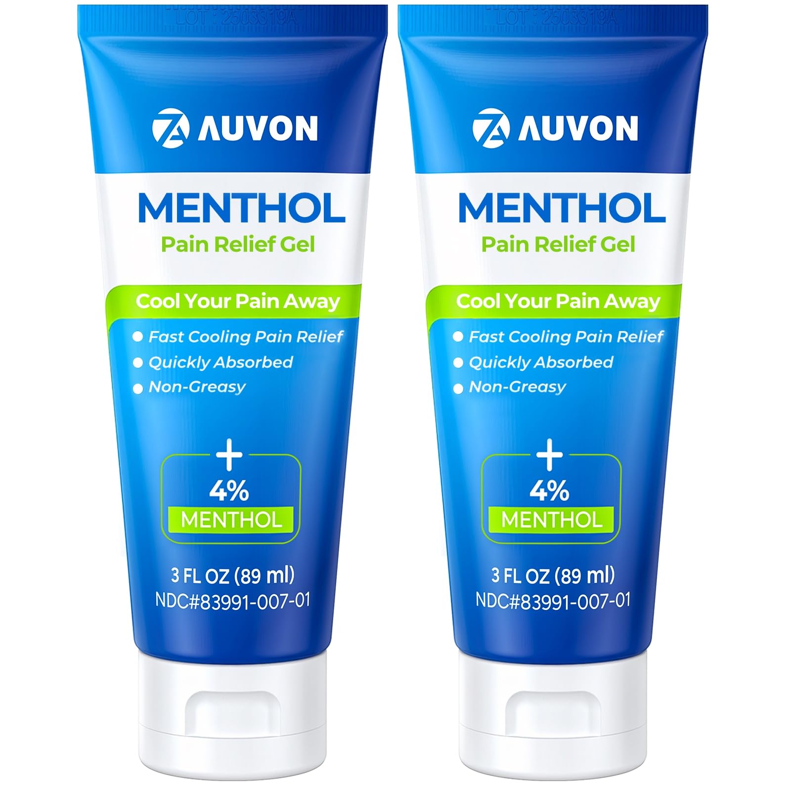 AUVON Menthol Pain Relief Gel for Chronic Joint & Back Pain, Arthritis Pain Reliever for Muscle Pain Relief, Fast-Acting Menthol Cooling Gel Soothes Knee, Hip, Shoulder, Neck Pain, 3 FL OZ Per Pack AUVON uk supplements