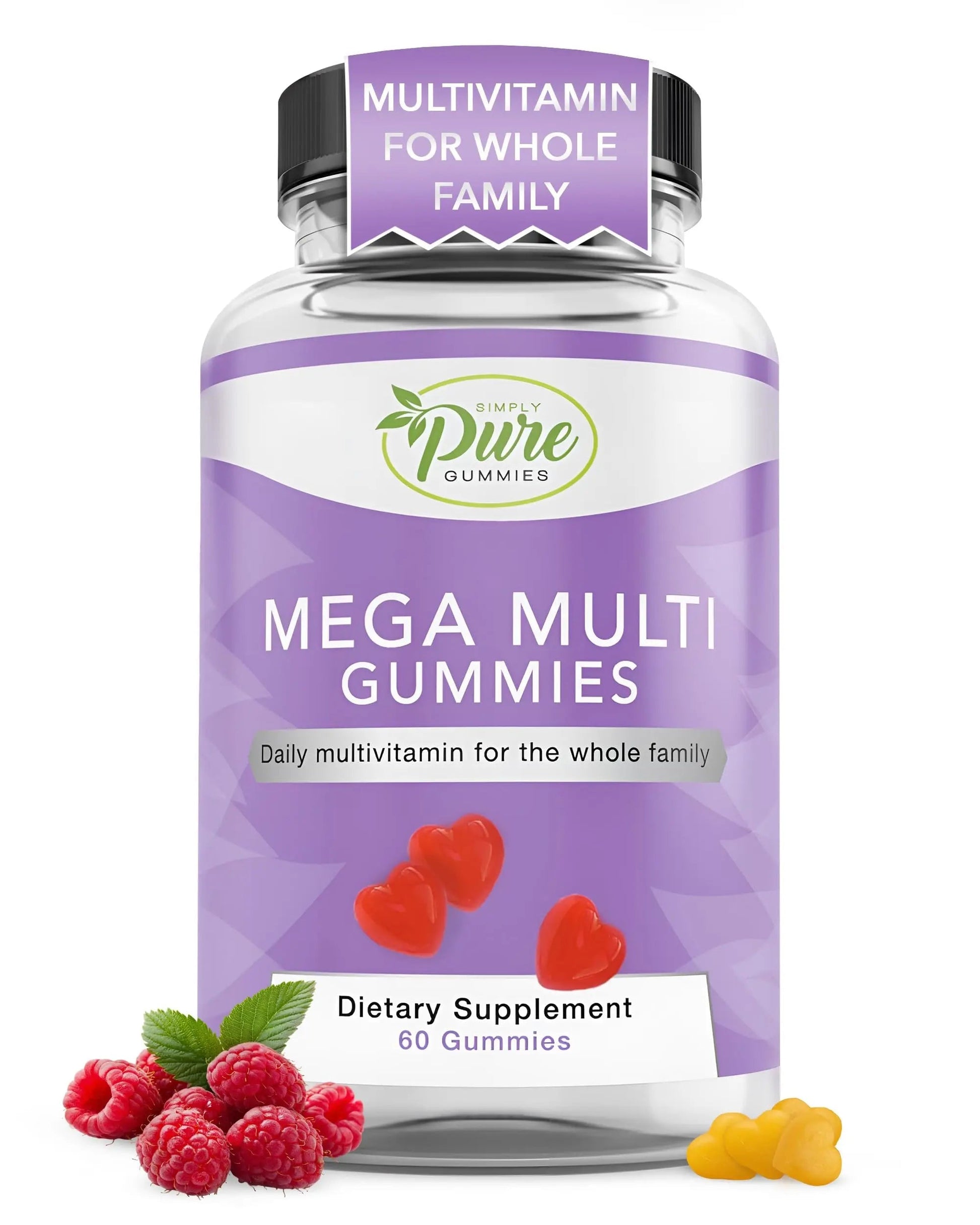 Pure By Nature Mega Multi Gummies, Multivitamin Gummies for Women & Men, Kids Multivitamin Gummies with A, D2, C, E, K, Biotin Pure By Nature uk supplements