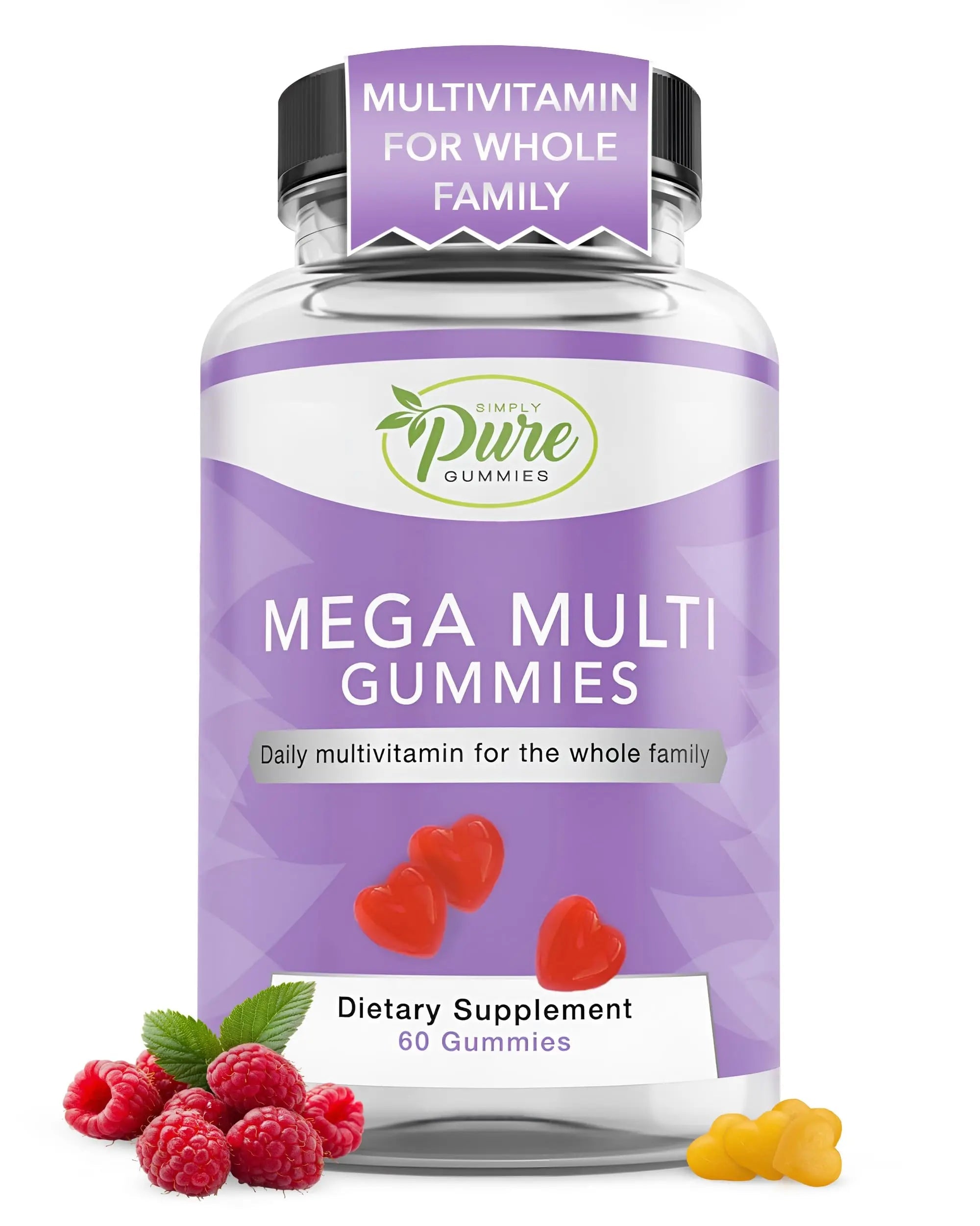 Pure By Nature Mega Multi Gummies, Multivitamin Gummies for Women & Men, Kids Multivitamin Gummies with A, D2, C, E, K, Biotin Pure By Nature uk supplements