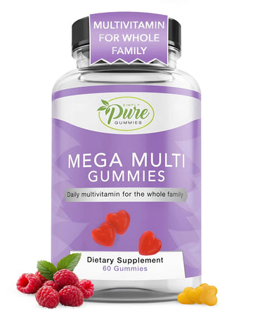 Pure By Nature Mega Multi Gummies, Multivitamin Gummies for Women & Men, Kids Multivitamin Gummies with A, D2, C, E, K, Biotin Pure By Nature uk supplements