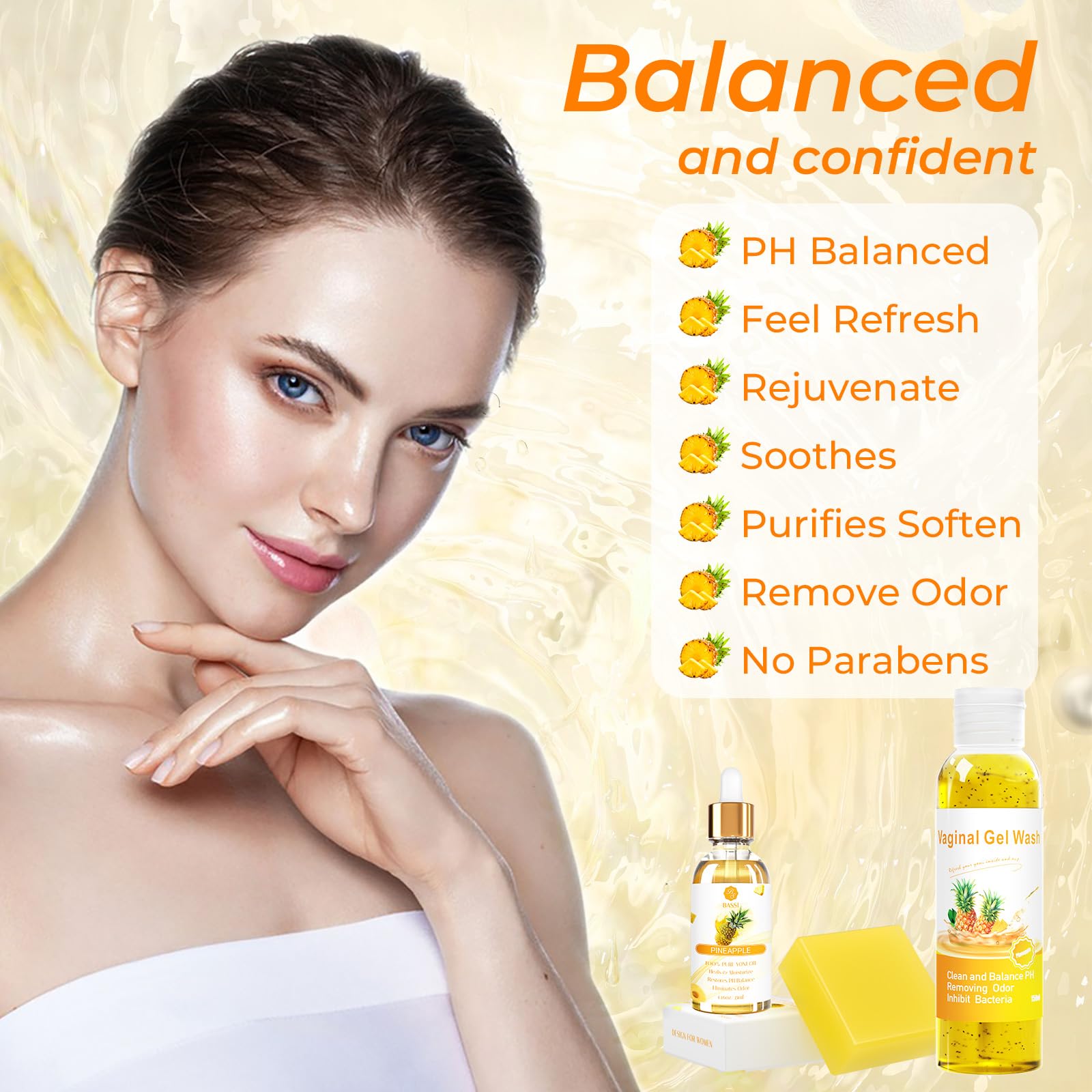 Feminine Wash & Yoni Oil & Yoni Soap Set for Women, Yoni Wash for Vaginal Ph Balance Remove Odor BASSI uk supplements