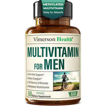 Methylated Multivitamin for Men with Bioavailable Vitamins, Chelated Minerals, Vitamin D, B12, C, A & Zinc for Energy, Focus and Immune Health Vimerson Health uk supplements