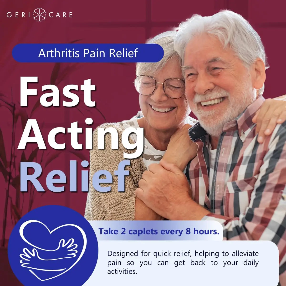 GeriCare Acetaminophen Extended-Release Arthritis 650mg Caplets, Pain Reliever, Arthritis Symptoms, Fever Reduction, 100 Count (Pack of 1) GeriCare uk supplements