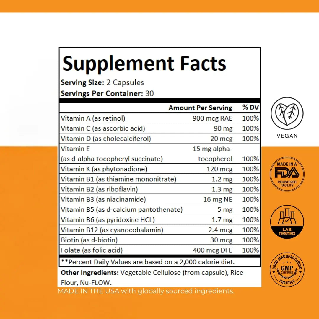 PurePath Non-Toxic Adult Multivitamin - 13 Vitamins - 100% RDA - No Harmful Megadoses - with B6 & B12 PurePath uk supplements