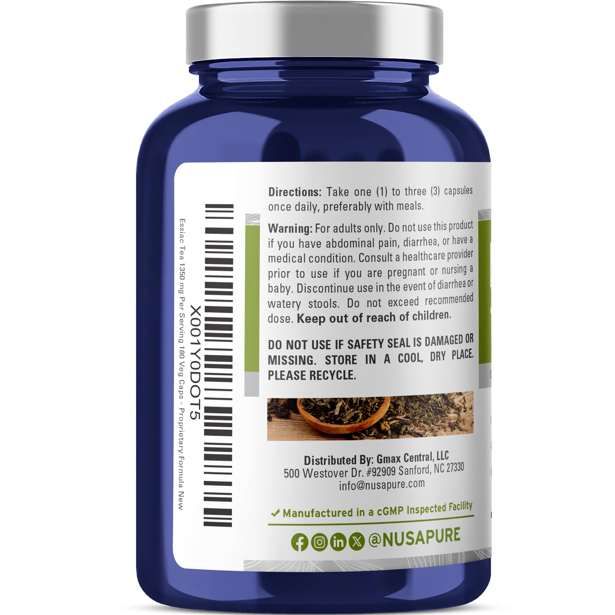 NusaPure Essiac Tea 1350 mg 180 Veggie Caps (Vegetarian, Non-GMO) NusaPure uk supplements