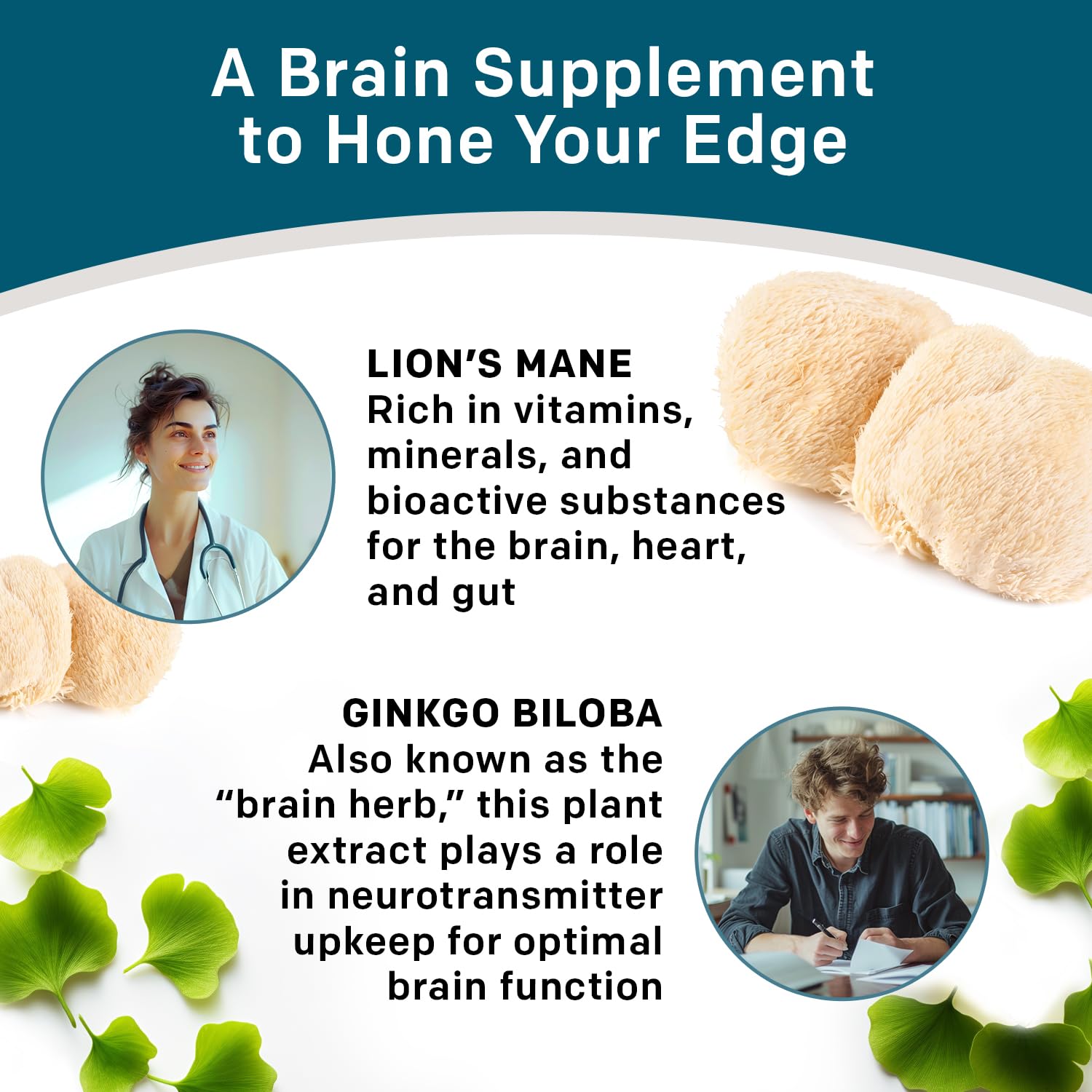 14-in-1 Lions Mane Supplement Capsules - Nootropic Brain Supplement with Ginkgo Biloba for Brain Support, Memory and Focus - Alpha GPC, L Theanine & Choline Supplements with 1300mg Per Serving (60 ct) PrimeMD uk supplements