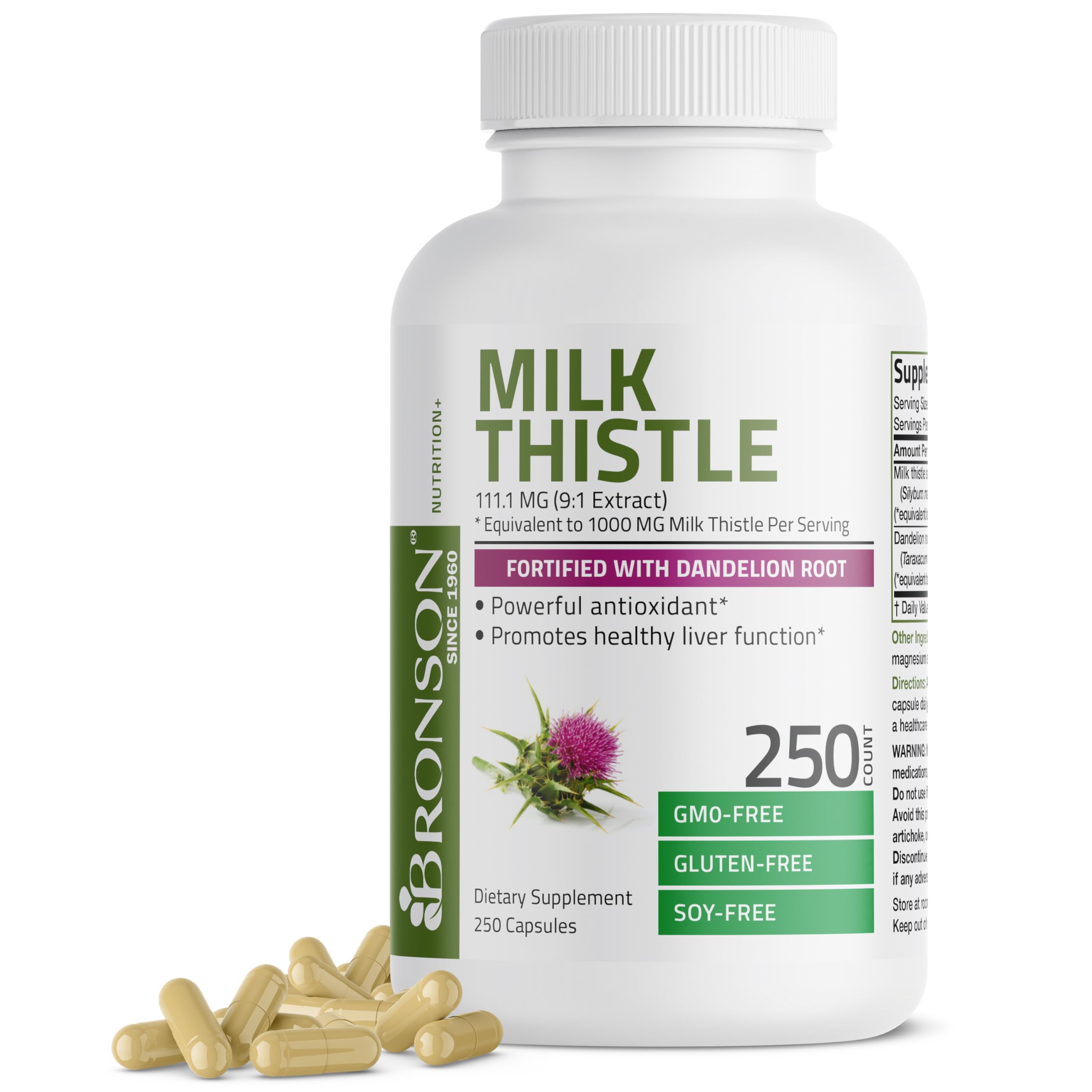 Bronson Milk Thistle Silymarin Marianum & Dandelion Root Liver Health Support Bronson uk supplements