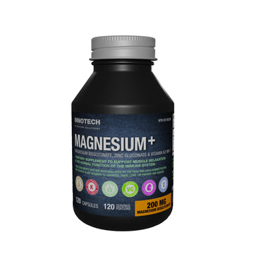 Innotech Nutrition Magnesium Plus Muscle Bone & Sleep Support Magnesium Bisglycinate Zinc & Vitamin K2 120 Vegan Capsules Innotech Nutrition Solutions uk supplements