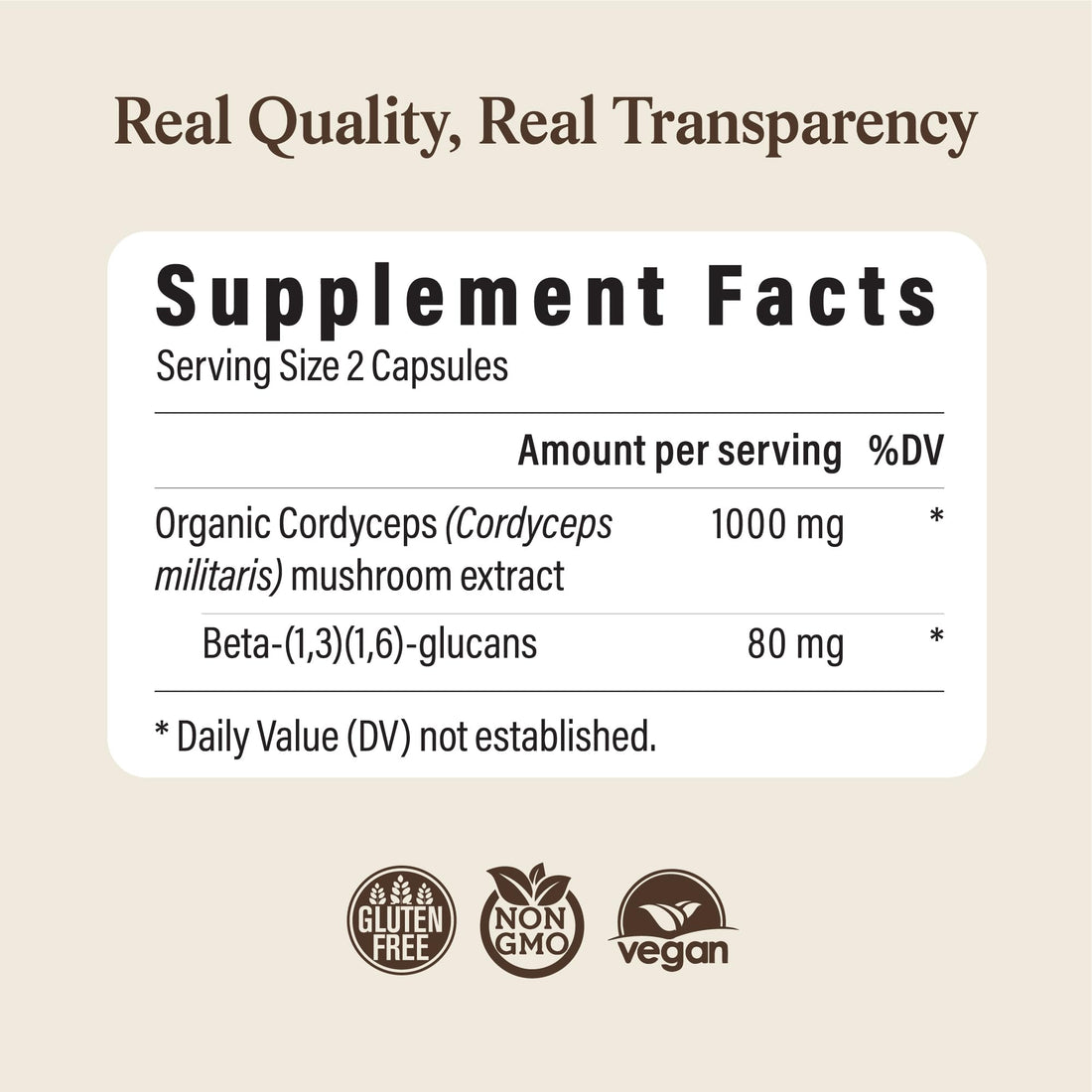 Real Mushrooms Capsules Supplements - Organic Cordyceps Mushroom Powder in Capsules - Energy and Performance Mushrooms with Verified Beta Glucans - Vegan, Non-GMO, 300 Capsules Real Mushrooms uk supplements