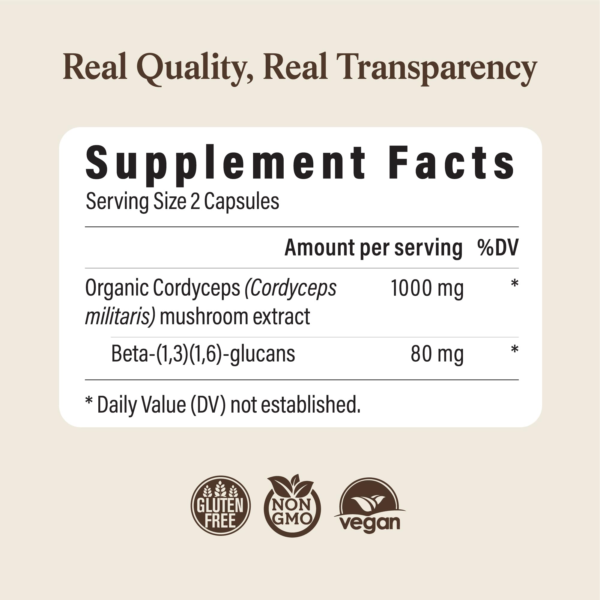 Real Mushrooms Supplement Capsules - Cordyceps Mushroom Powder Rich in Beta Glucans - Mushroom Pills Cordyceps for Energy and Performance - Vegan, Non-GMO, No Grain Fillers, 120 ct Real Mushrooms uk supplements