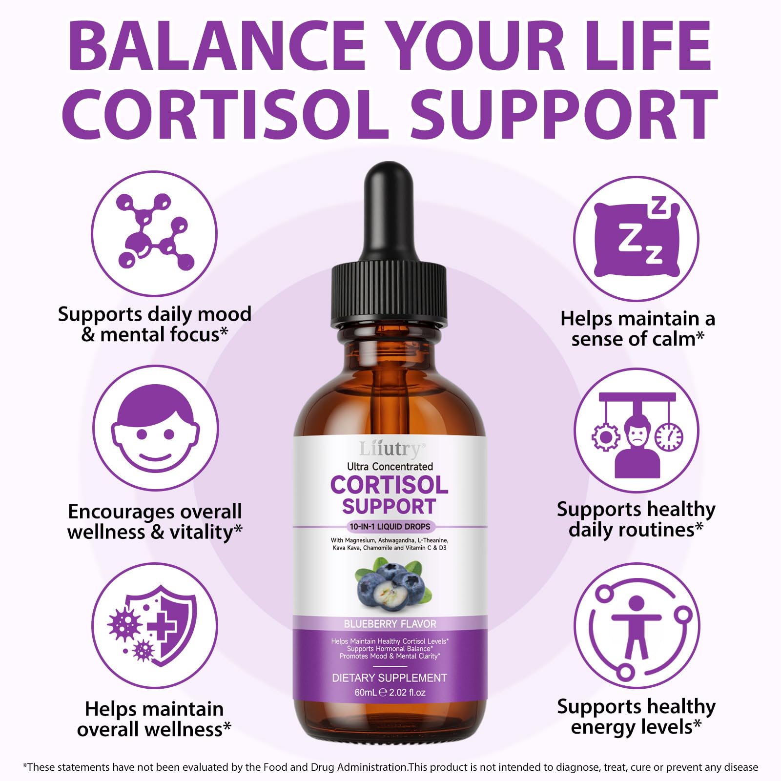 Cortisol Supplement Liquid Drops, Cortisol Supplements for Women & Men, 10 in 1 Cortisol Detox Manager Reducer with Magnesium, Ashwagandha, L-theanine, Hormone Balanced, Sleep Support - 2.02 fl.oz XCTTDXEH uk supplements