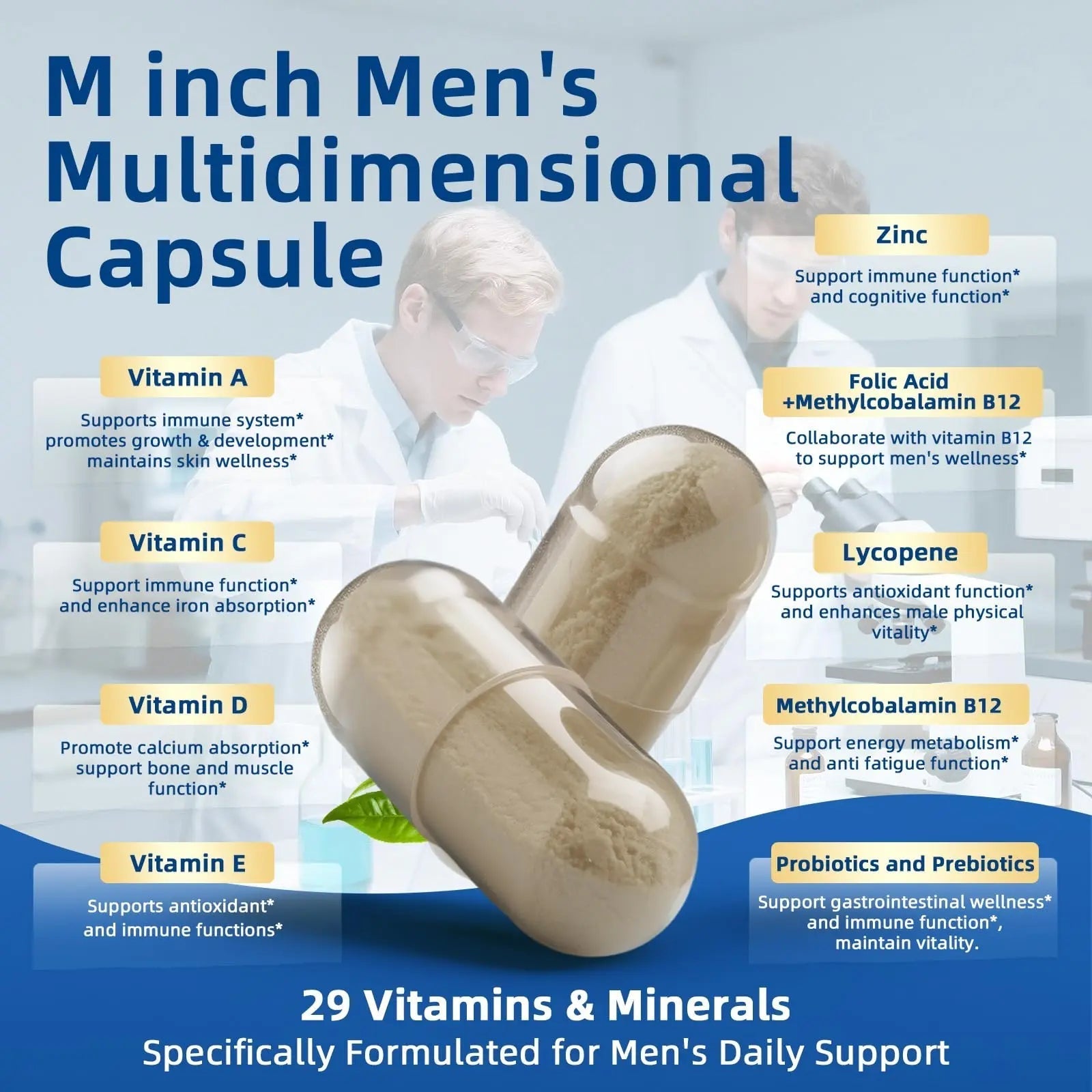 Multivitamin for Men - Methylated Multivitamin Supports Energy & Metabolism, Liver & Digestive*, Daily Men's Vitamins M inch uk supplements