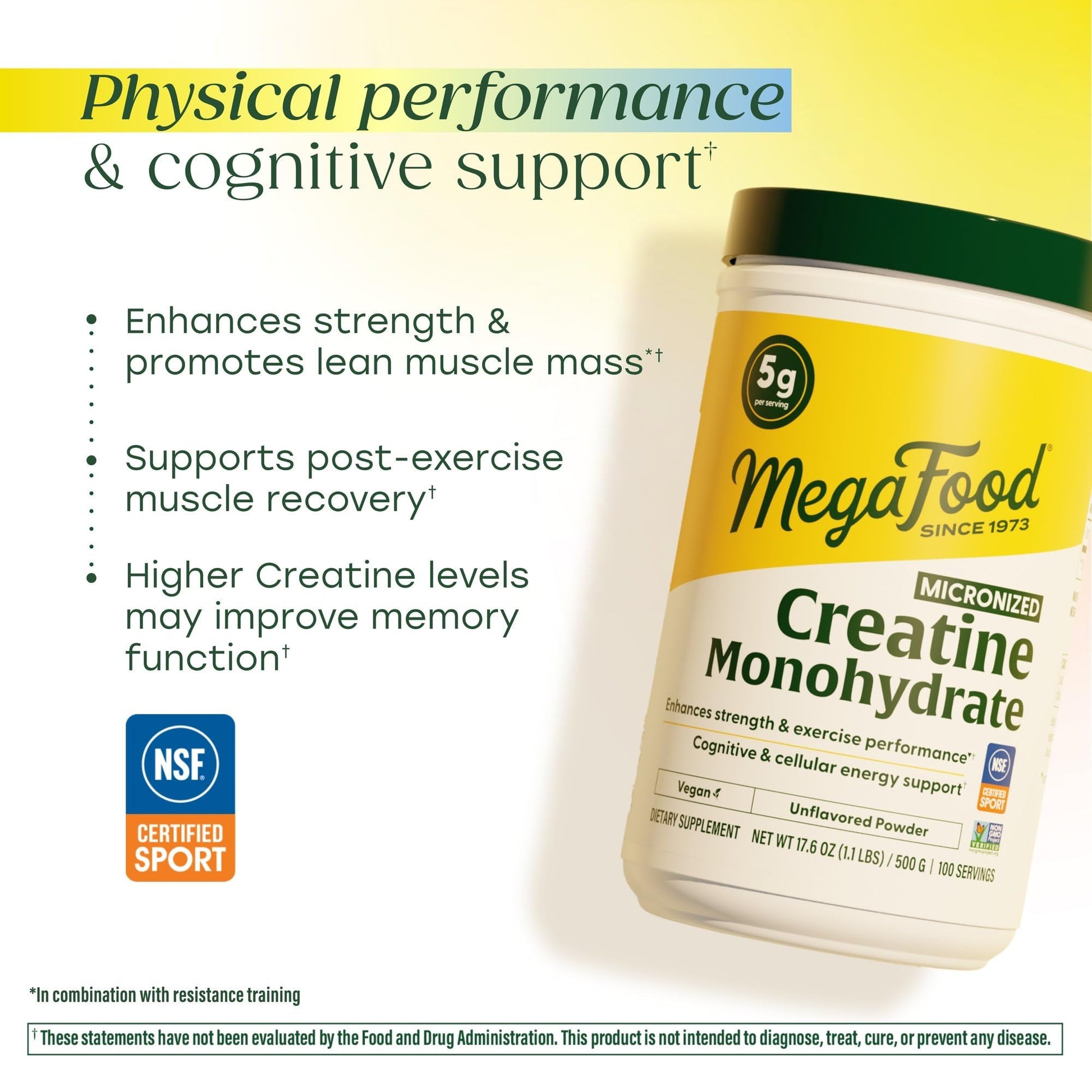 MegaFood Micronized Creatine Monohydrate Powder - Unflavored Post & Pre Workout Powder for Men & Women - Cognitive & Exercise Performance Support MegaFood uk supplements