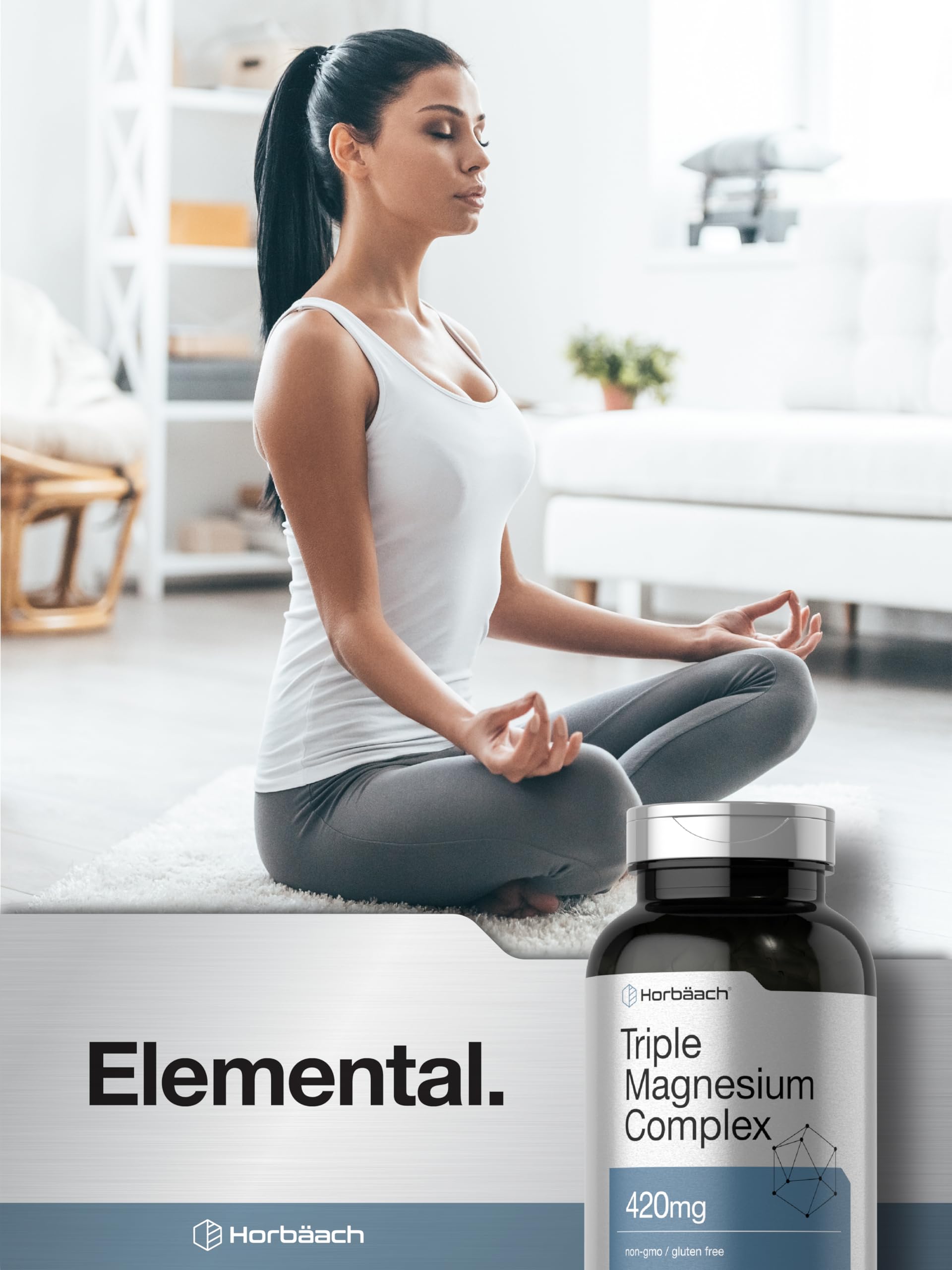 Horbäach Triple Magnesium Complex | 420 mg | 250 Capsules | Non-GMO and Gluten Free Formula | Magnesium Oxide, Citrate, and Aspartate Dietary Supplement Horbäach uk supplements