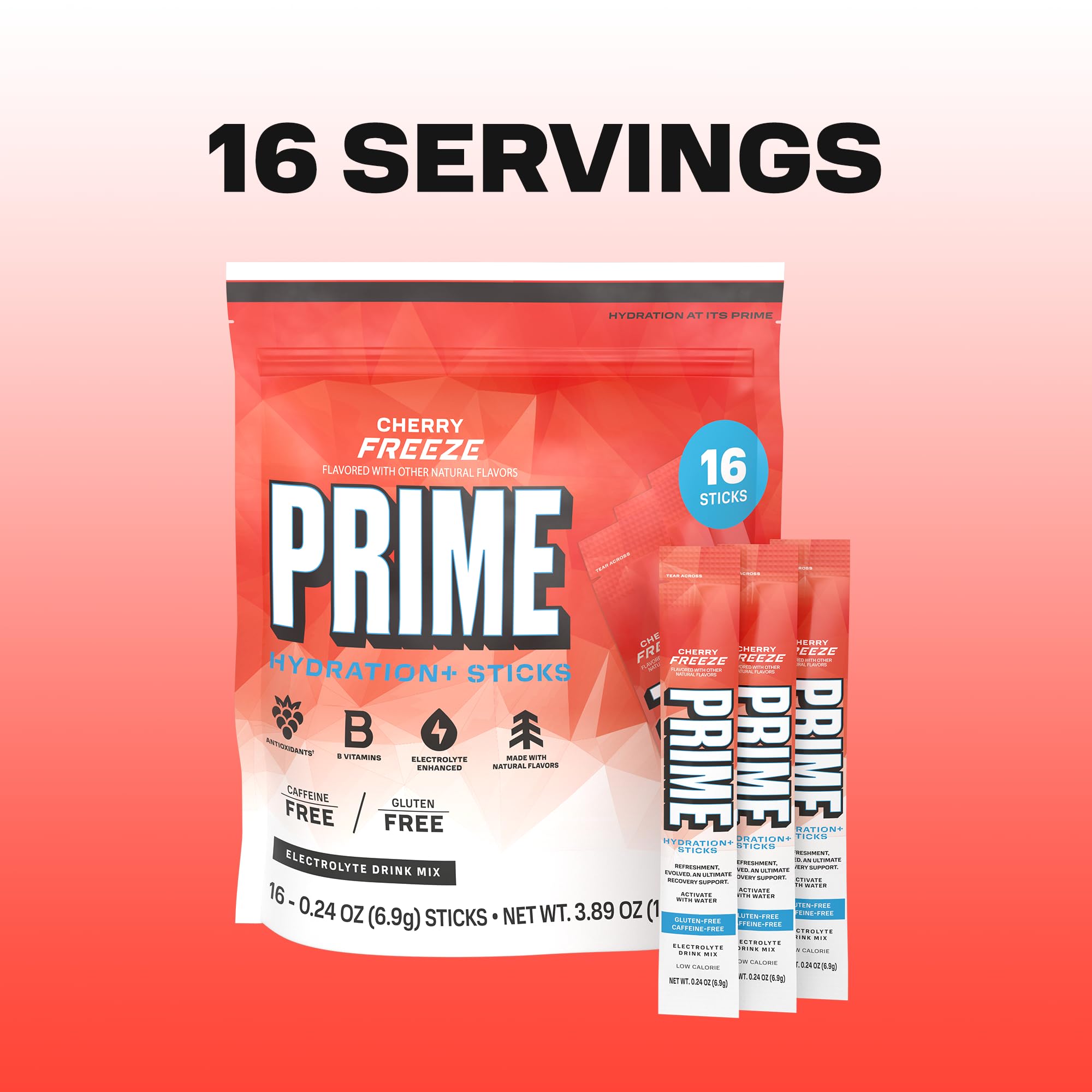 PRIME HYDRATION+ Electrolyte Powder Sticks, Cherry Freeze, Sugar Free Hydration Drink Mix with Potassium, Magnesium & B Vitamins PRIME HYDRATION uk supplements