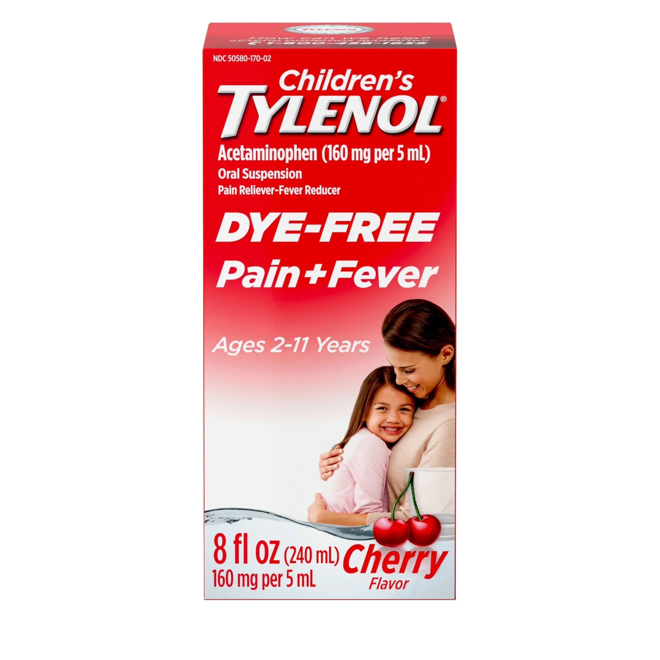 Children's Tylenol Liquid Pain Relief & Fever Medicine, Oral Suspension, Dye-Free, Acetaminophen, No Aspirin, No Ibuprofen, No High Fructose Corn Syrup; Cherry Flavor, 8 fl. oz.; Pack of 1 Tylenol uk supplements