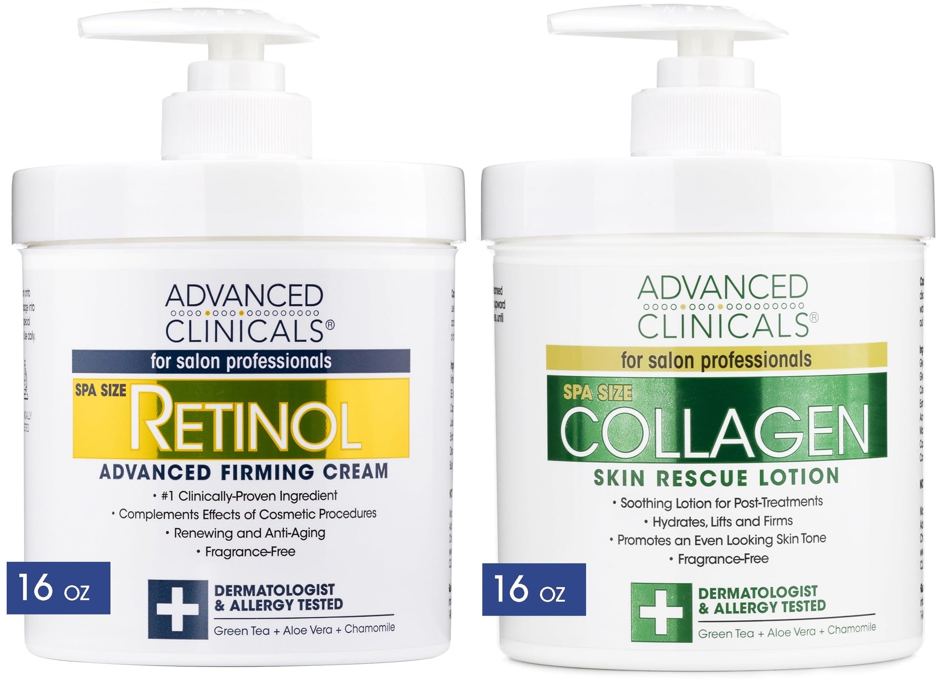 Advanced Clinicals Retinol Body Lotion + Collagen Cream 2pc Body Skin Care Set Advanced Clinicals uk supplements