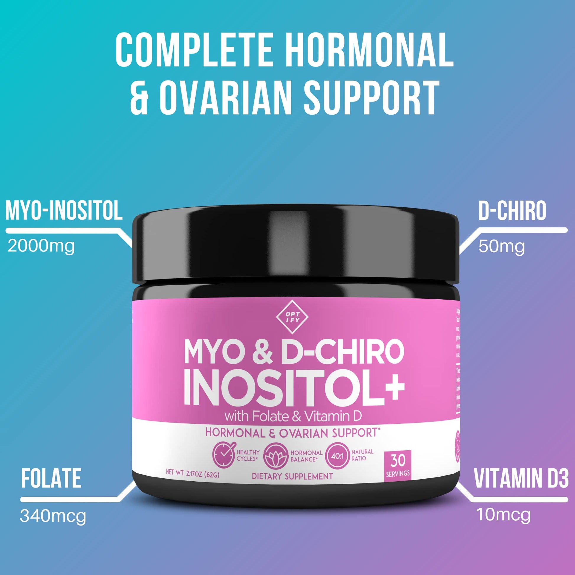 Premium Inositol Supplement Bundle - Myo-Inositol and D-Chiro Inositol Plus Folate Optify uk supplements