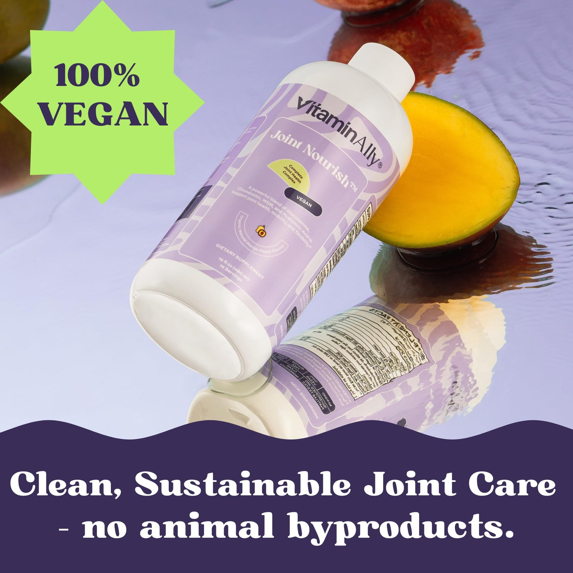Joint Nourish – 100% Vegan Liquid Joint Supplement | Vegan Glucosamine, Chondroitin, MSM, Hyaluronic Acid & Vitamin C | Mango-Peach | Supports Joint Mobility, Cartilage & Skin | Sugar-Free,16 Servings Vitaminally uk supplements