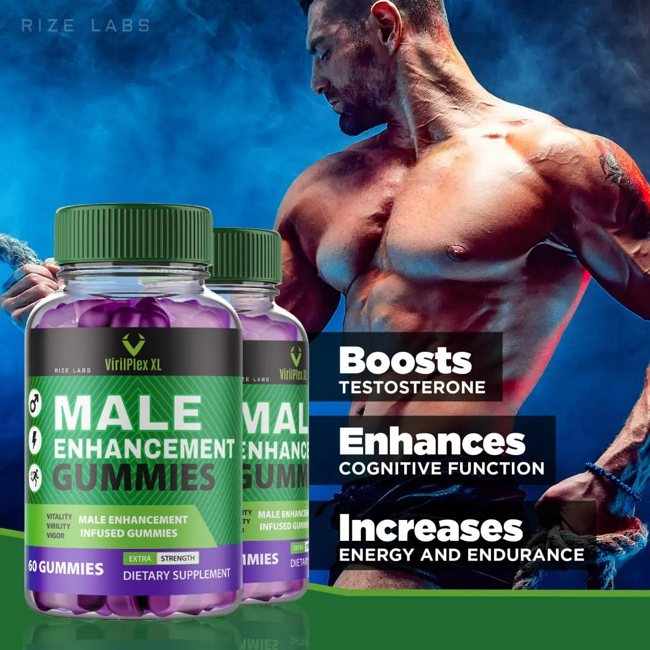 rize labs VirilPlex XL Male Performance Gummies, Premium Formula for Health and Well-Being for Men, Gummys to Deliver Maximum Performance Benefits - Pack of 3(180 Gummies) rize labs uk supplements