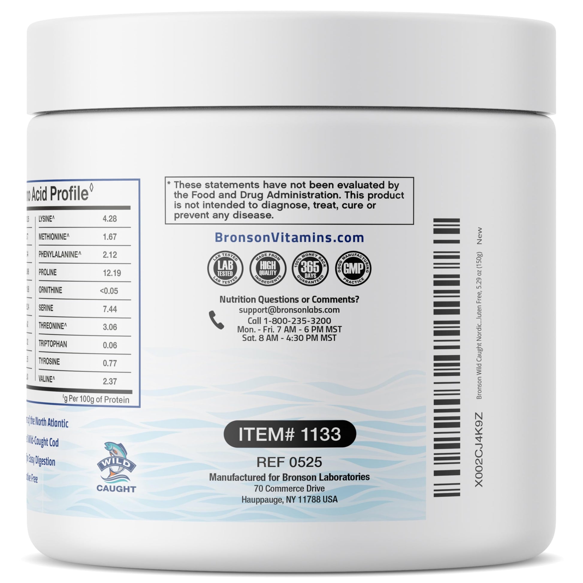Bronson Marine Collagen Peptides Hydrolyzed Protein Powder 100% Wild Caught Nordic Cod Verified Sustainable Source for Joints Skin Hair Nails & Bones 150g (5.29oz) Bronson uk supplements