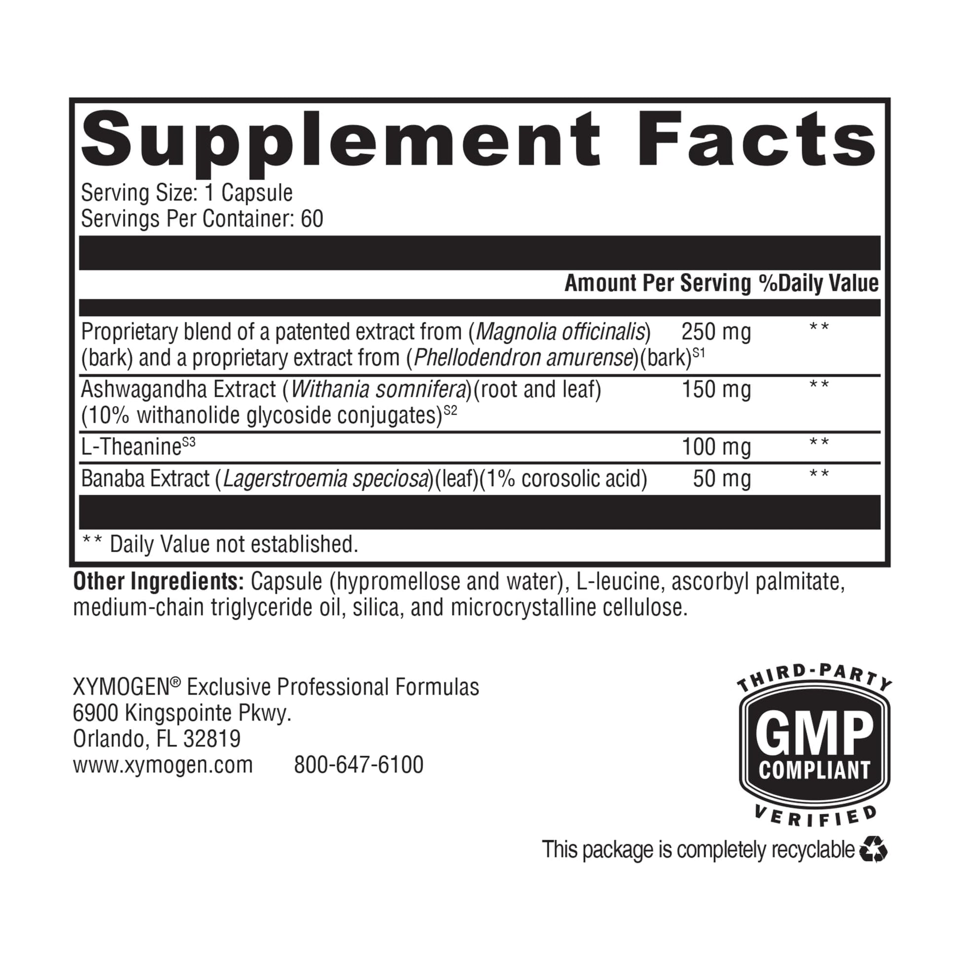 XYMOGEN Cortisolv Cortisol Supplement - Ashwagandha Supplement with L Theanine to Support Healthy Cortisol Levels, Energy, Relaxation and Mental Clarity (60 Capsules) XYMOGEN uk supplements