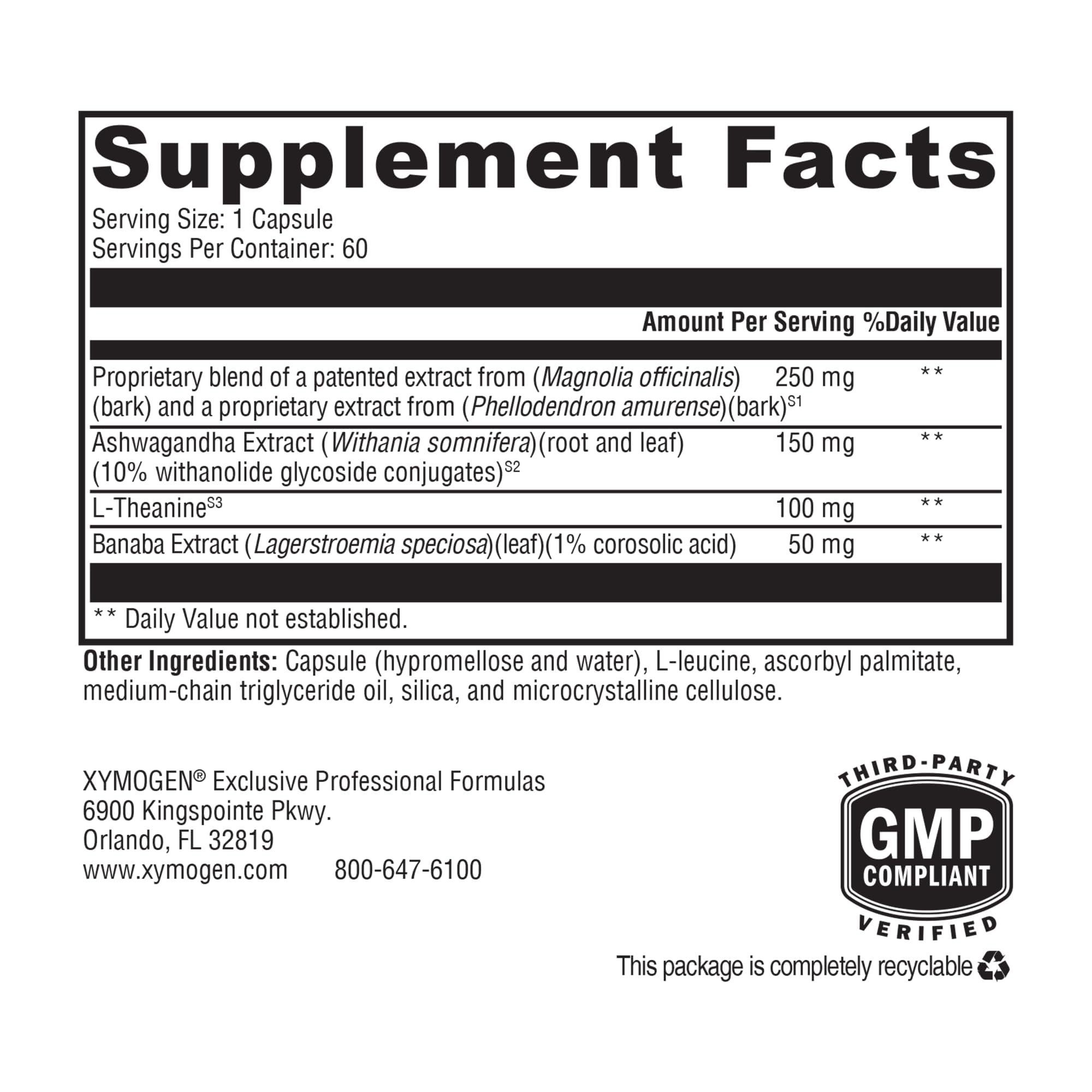 XYMOGEN Cortisolv Cortisol Supplement - Ashwagandha Supplement with L Theanine to Support Healthy Cortisol Levels, Energy, Relaxation and Mental Clarity (60 Capsules) XYMOGEN uk supplements