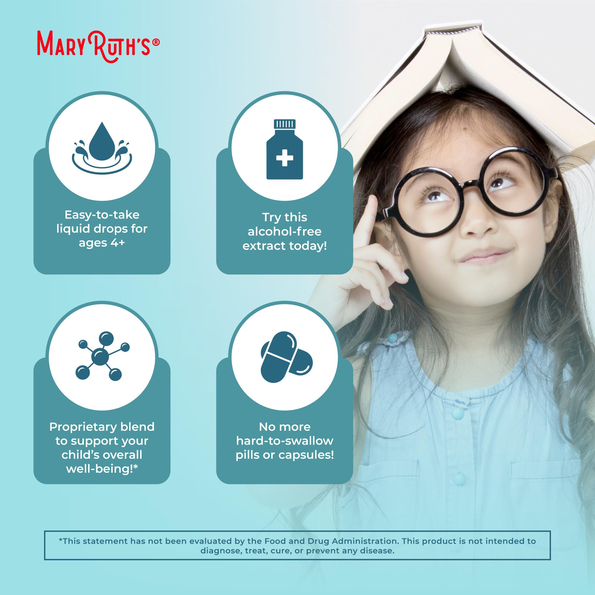 MaryRuth Organics Kids Focus & Attention Drops | USDA Organic Drops | Ginkgo Biloba | Rhodiola Root & Licorice Root | Adaptogenic | Calm | Vegan | Non-GMO | Gluten Free | 30 Servings MARYRUTH'S uk supplements