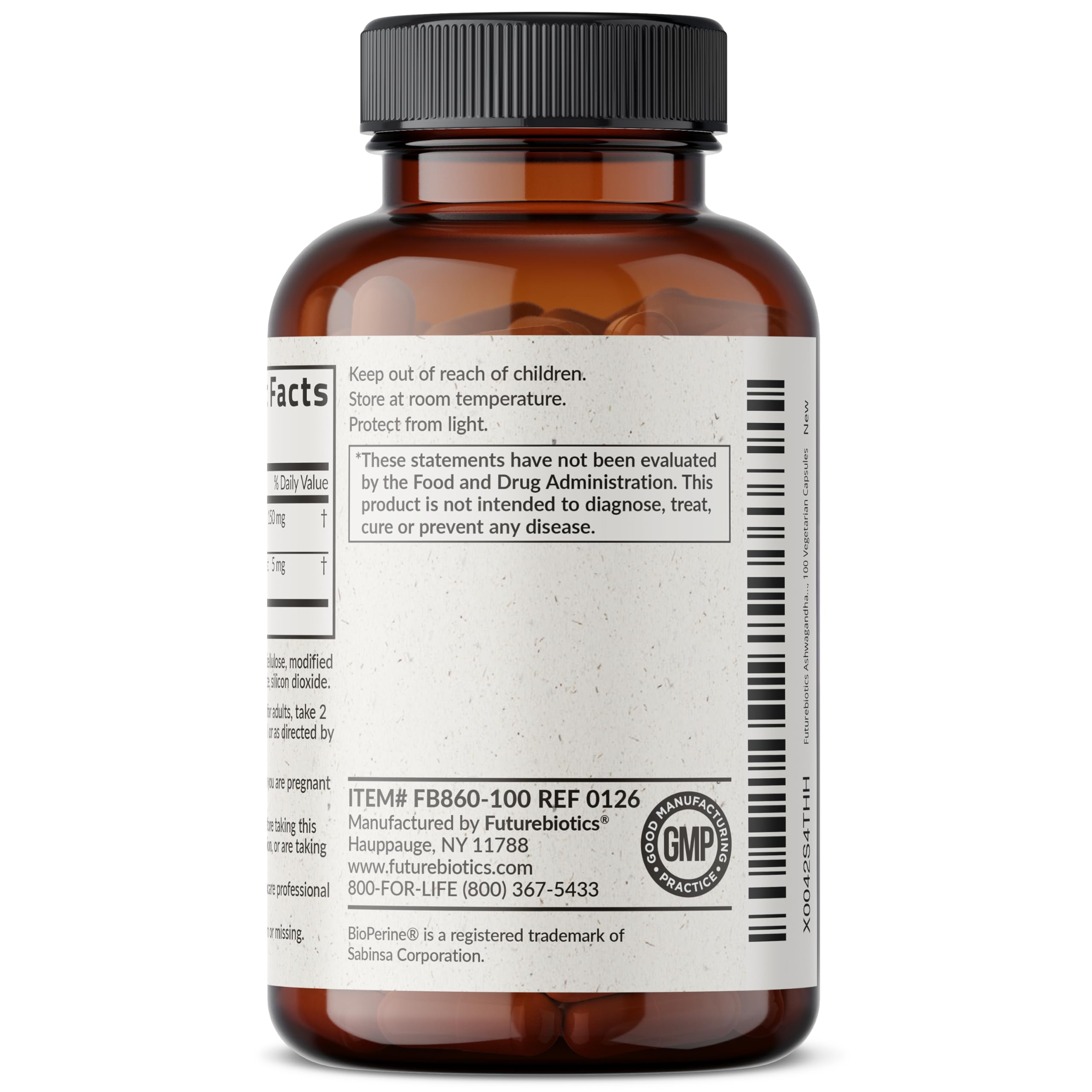 Futurebiotics Ashwagandha Extra Strength Stress & Mood Support with BioPerine - Non GMO Formula, 100 Vegetarian Capsules Futurebiotics uk supplements