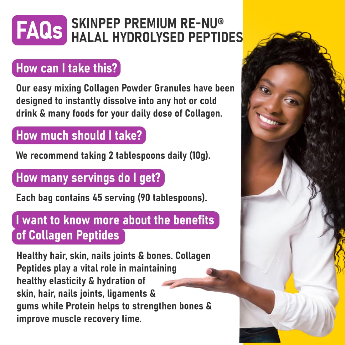 Collagen Powder, Ultra Premium Hydrolysed Bovine Collagen Peptides by SkinPep Skin Pep uk supplements