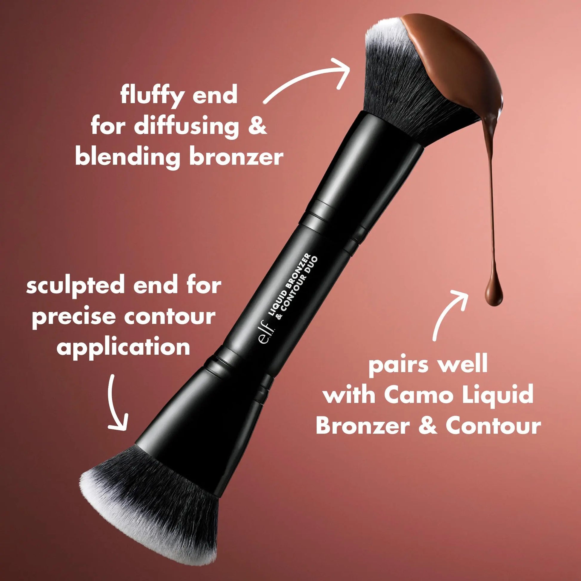 e.l.f. Liquid Bronzer & Contour Duo Brush, Silky Highly Pigmented Formula with Dual-ended Makeup Brush, Synthetic Bristles, 100% Vegan and Cruelty-Free e.l.f. uk supplements
