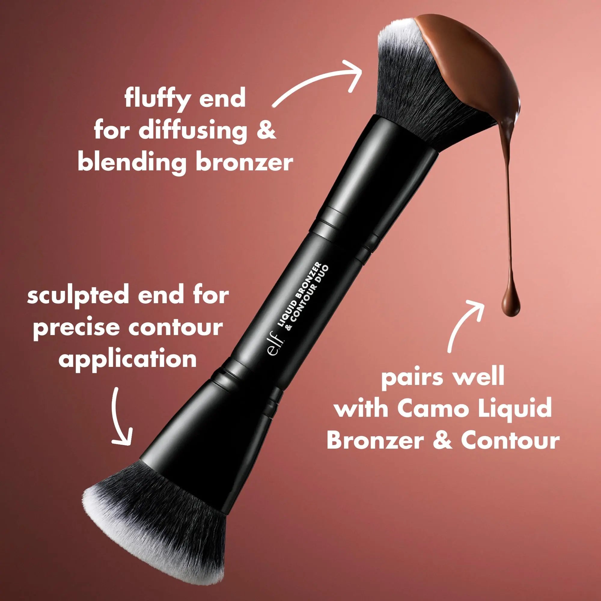 e.l.f. Liquid Bronzer & Contour Duo Brush, Silky Highly Pigmented Formula with Dual-ended Makeup Brush, Synthetic Bristles, 100% Vegan and Cruelty-Free e.l.f. uk supplements