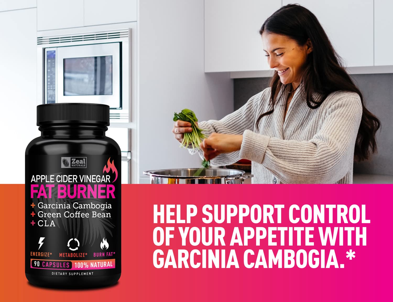 Apple Cider Vinegar Weight Management Pills for Women - Garcinia Cambogia + w. CLA Zeal Naturals uk supplements
