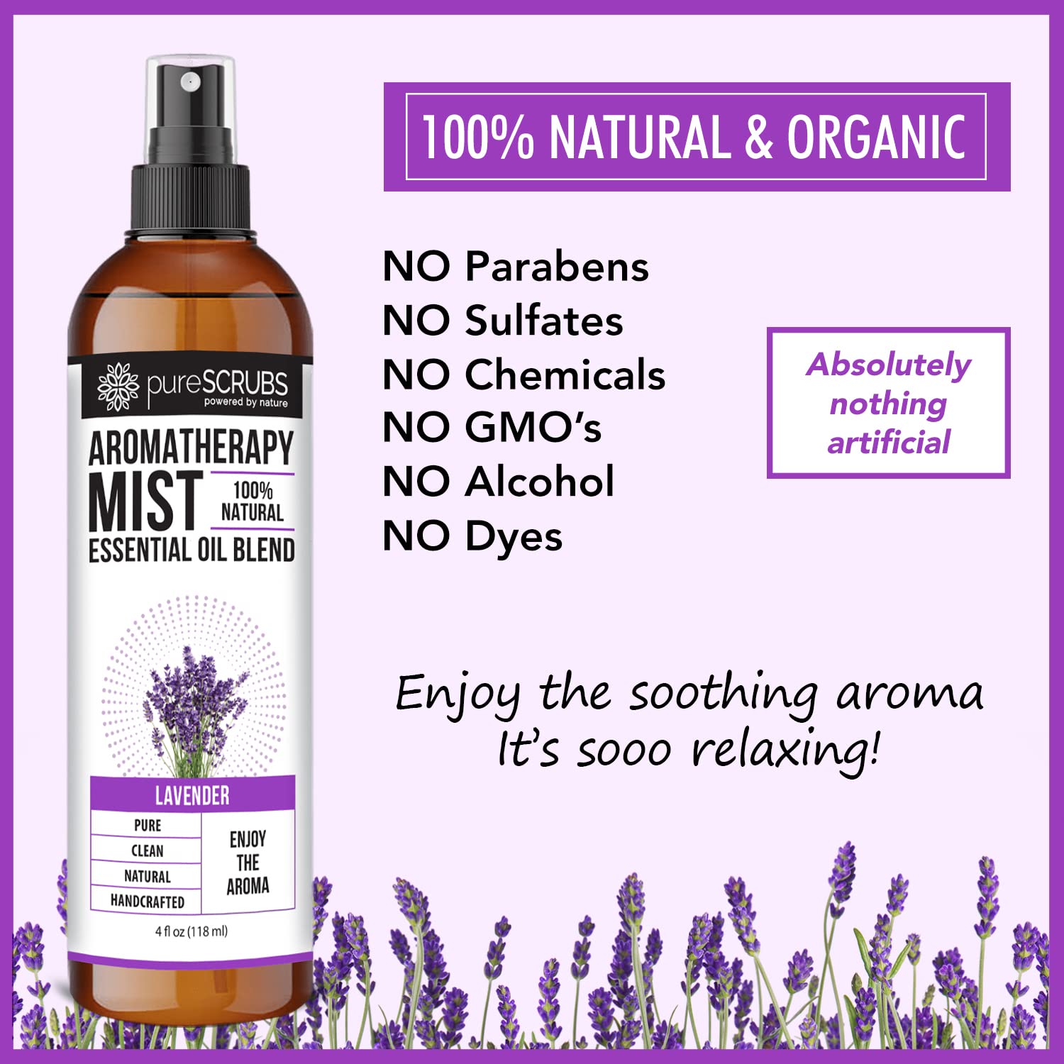Shake, Mist & Enjoy - pureSCRUBS Premium Lavender Aromatherapy Spray Mist for Room, Body, Linens pureSCRUBS uk supplements