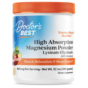 Doctors Best High Absorption Magnesium Powder Lysinate Glycinate 100% Chelated, Muscle Relaxation & Sleep Support, Gluten Free, Vegan, 100% Chelated Net Wt. 12.1 oz (340 Grams), Fruit Punch Flavor Doctor's BEST uk supplements