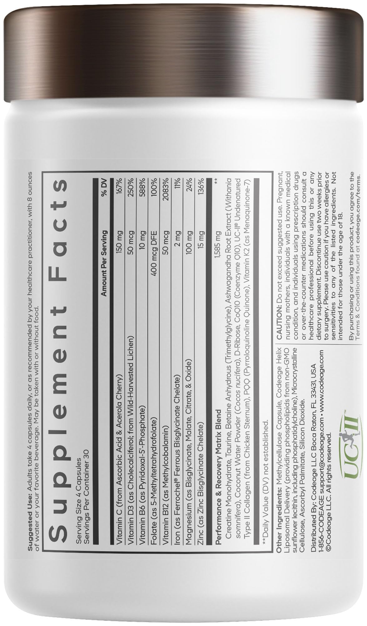 Codeage Athlete Multivitamin Platinum – Sports Supplement with Vitamins & Minerals, Folate, Iron & Magnesium, Creatine, Taurine, Electrolytes, CoQ10, PQQ, UC-II Collagen – Non-GMO – 120 Capsules Codeage uk supplements