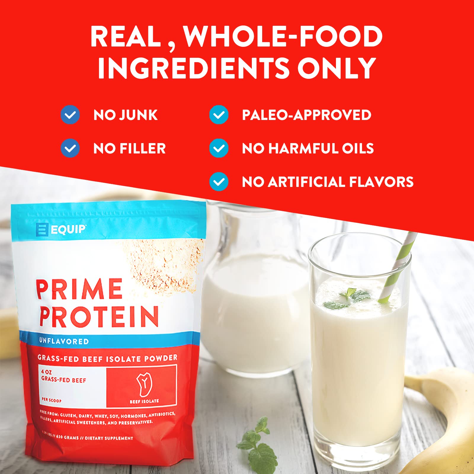 Equip Foods Prime Protein - Grass Fed Beef Protein Powder Isolate - Paleo and Keto Friendl Equip uk supplements