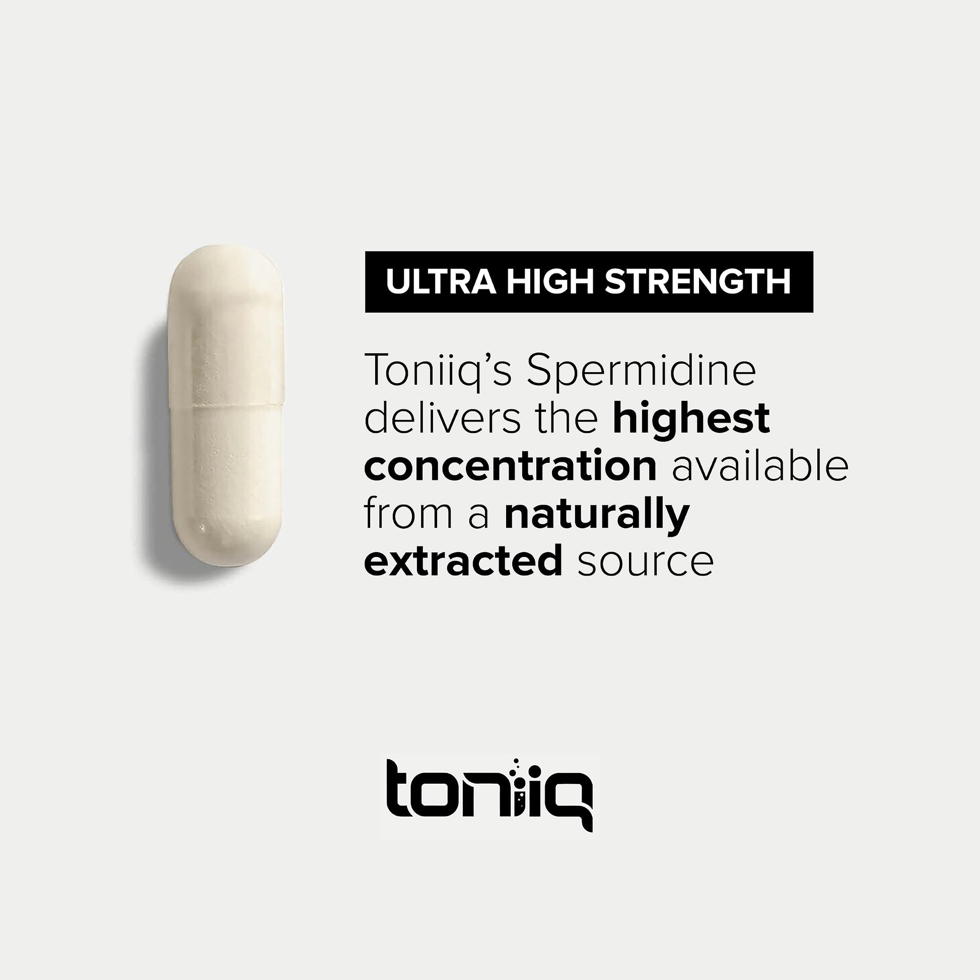 Toniiq Ultra Concentrated 500mg Spermidine Supplements for Men and Women - Non-Synthetic Spermidine Standardized to No Less Than 1% - 5mg per Serving Rice Germ Extract Toniiq uk supplements