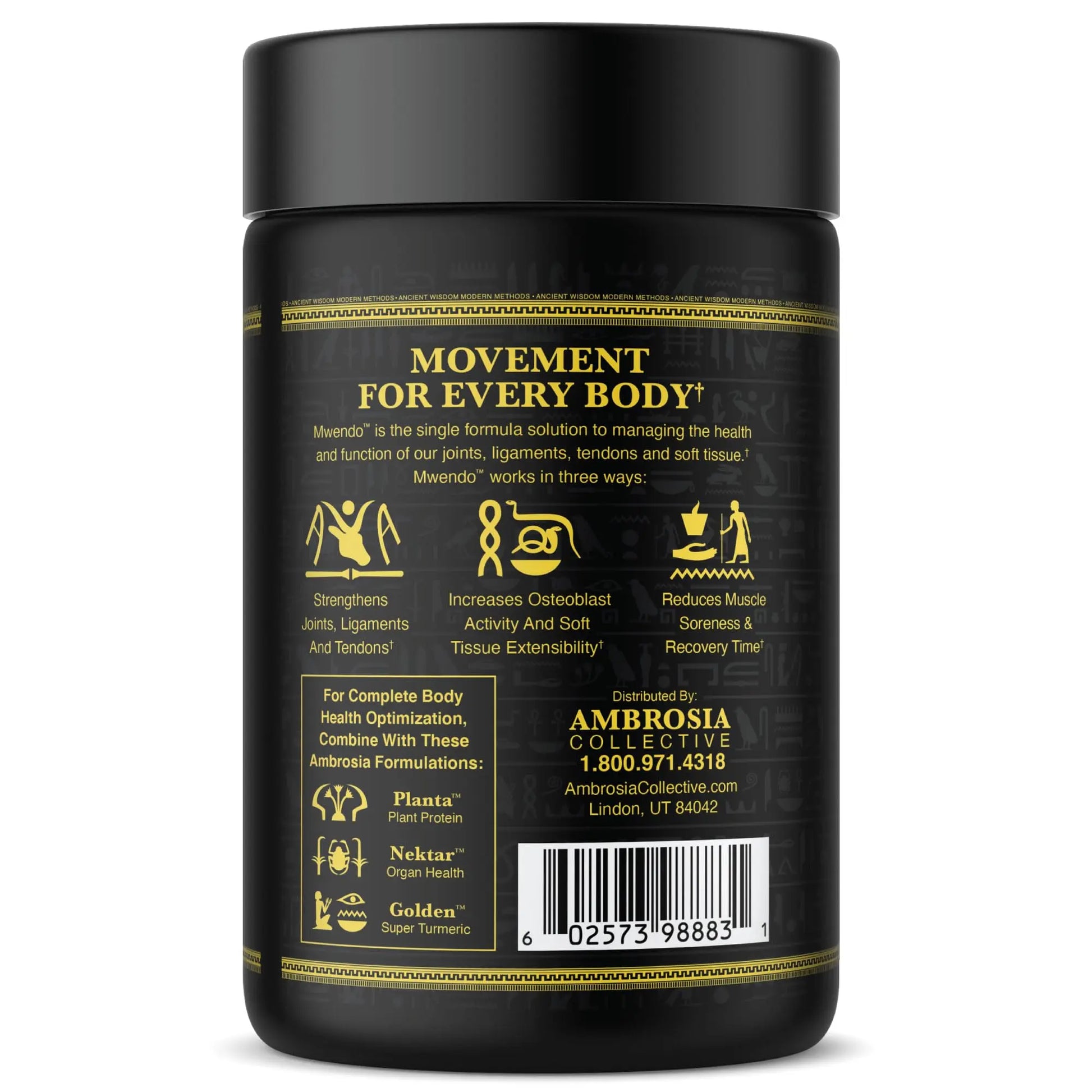 Ambrosia Mwendo - Joint & Ligament Repair | Strengthen Tendons & Increase Soft Tissue Extensibility | Muscle Soreness, & Recovery Time with BioCell Collagen | 90 Veggie Capsules Ambrosia uk supplements