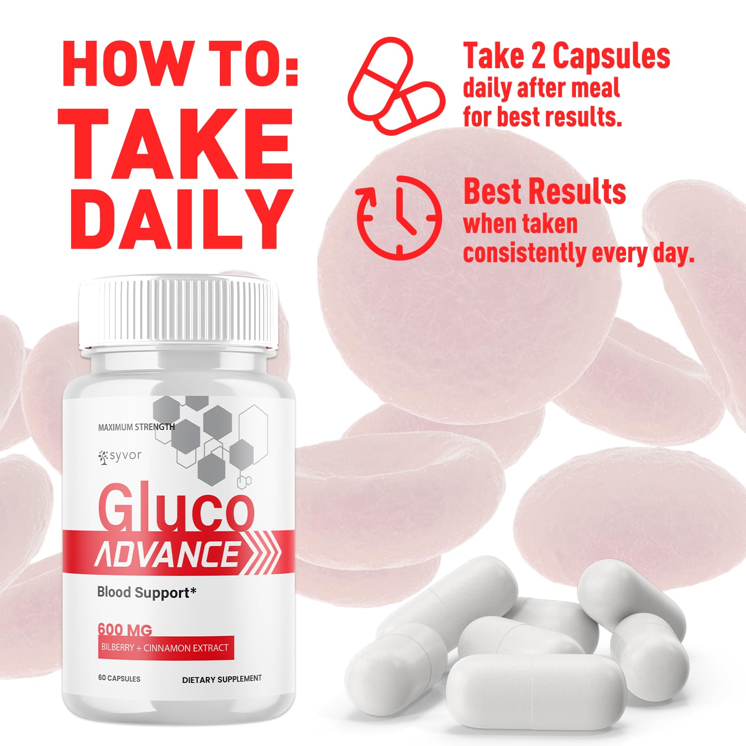 (2 Pack) Gluco Advance Capsules, Official GlucoAdvance Supplement Pills with All Natural Ingredients, Advanced Formula Supplement with Maximum Strength Support Vitamins for Women & Men (120 Capsules) Syvor uk supplements
