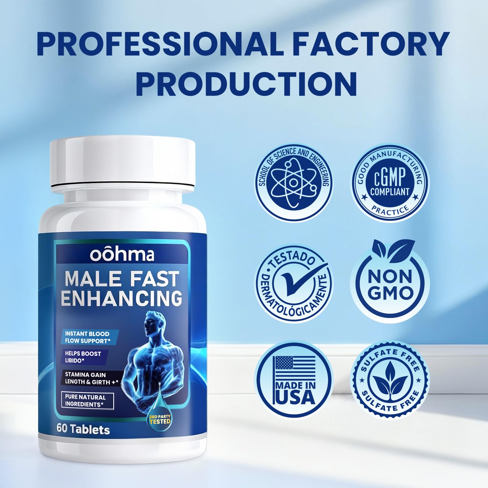 Oohma New Male Enhancing Supplement, Designed to be Fast Acting for Blood Flow to Gain Length & Girth + Stamina, Maca, Epimedium, and Other Natural Ingredients, 3rd Party Tested Supplement 60 Tablets Oohma uk supplements