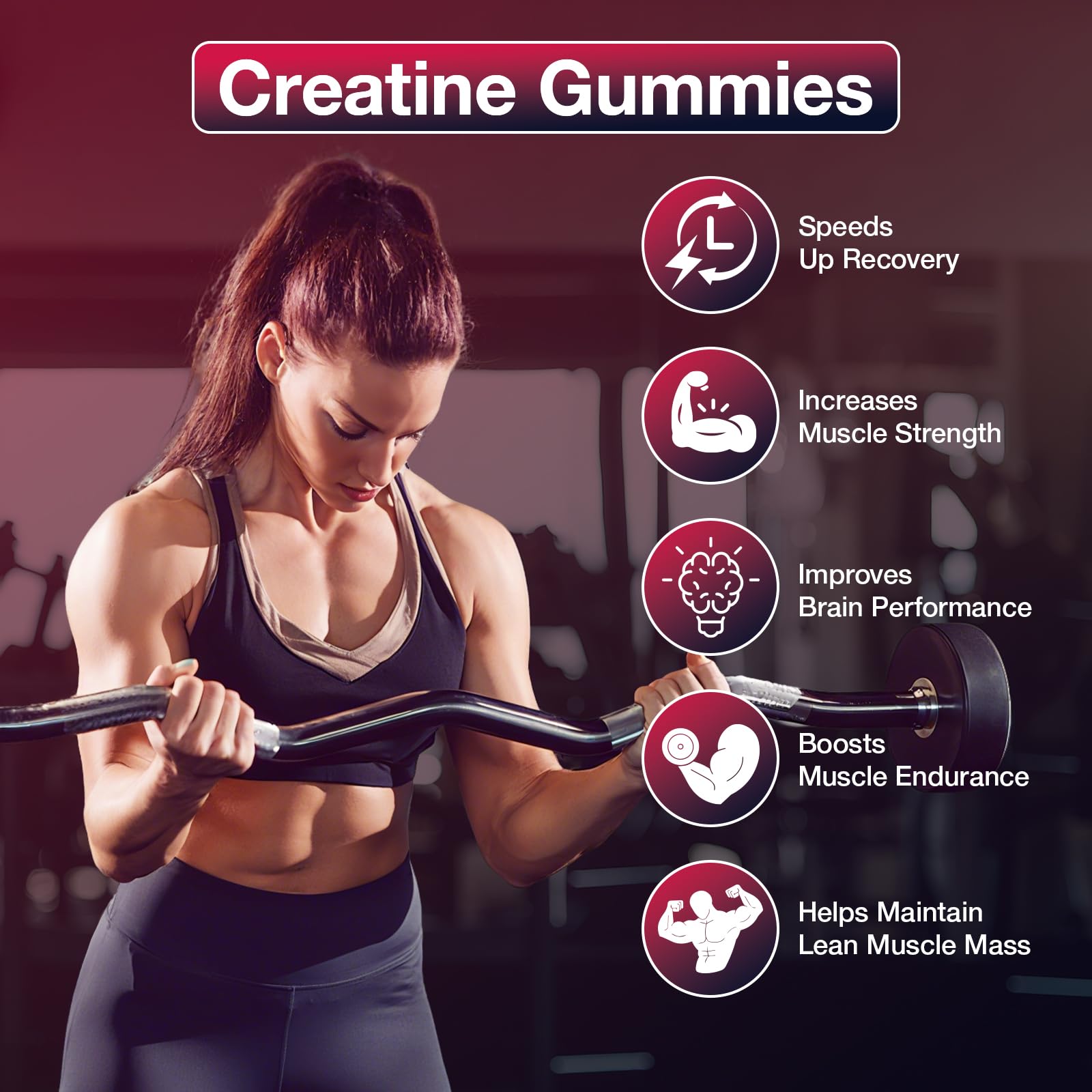 Creatine Gummies for Men & Women, Creatine Monohydrate Gummies 5g, Build Muscle, Strength, Recovery, Cognitive Health & Memory, Pre Workout Supplement, 120 Count Raspberry Chewable Gummy Maxhemphealth uk supplements