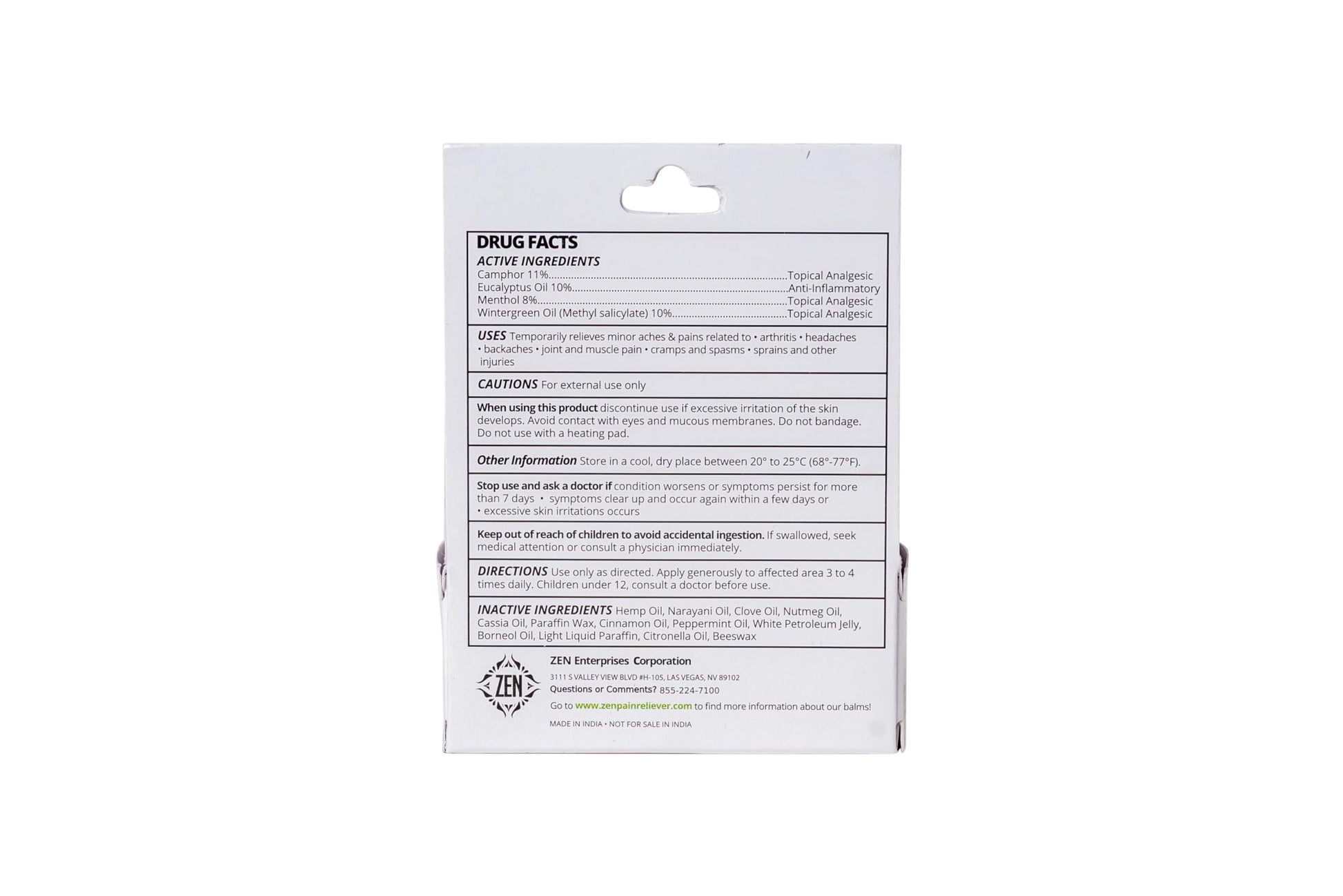 ZEN Hemp Balm – Concentrated Plant-Based Topical Balm – 0.7 oz ZEN uk supplements