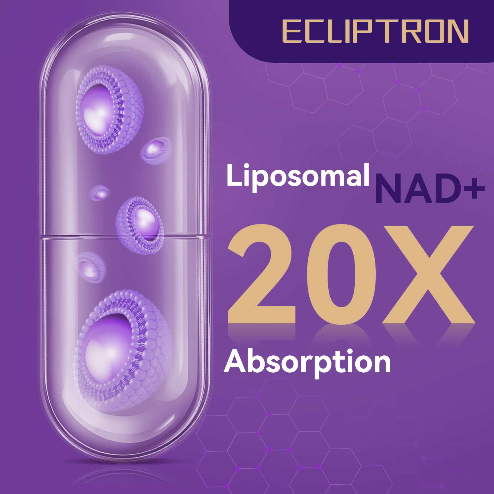 Ecliptron NAD+ Supplement for Women & Men 1800mg - Liposomal NAD Plus with Nicotinamide Riboside & Resveratrol, Anti-Aging | Mitochondrial Health | Radiant Skin - 60 Capsules Ecliptron uk supplements